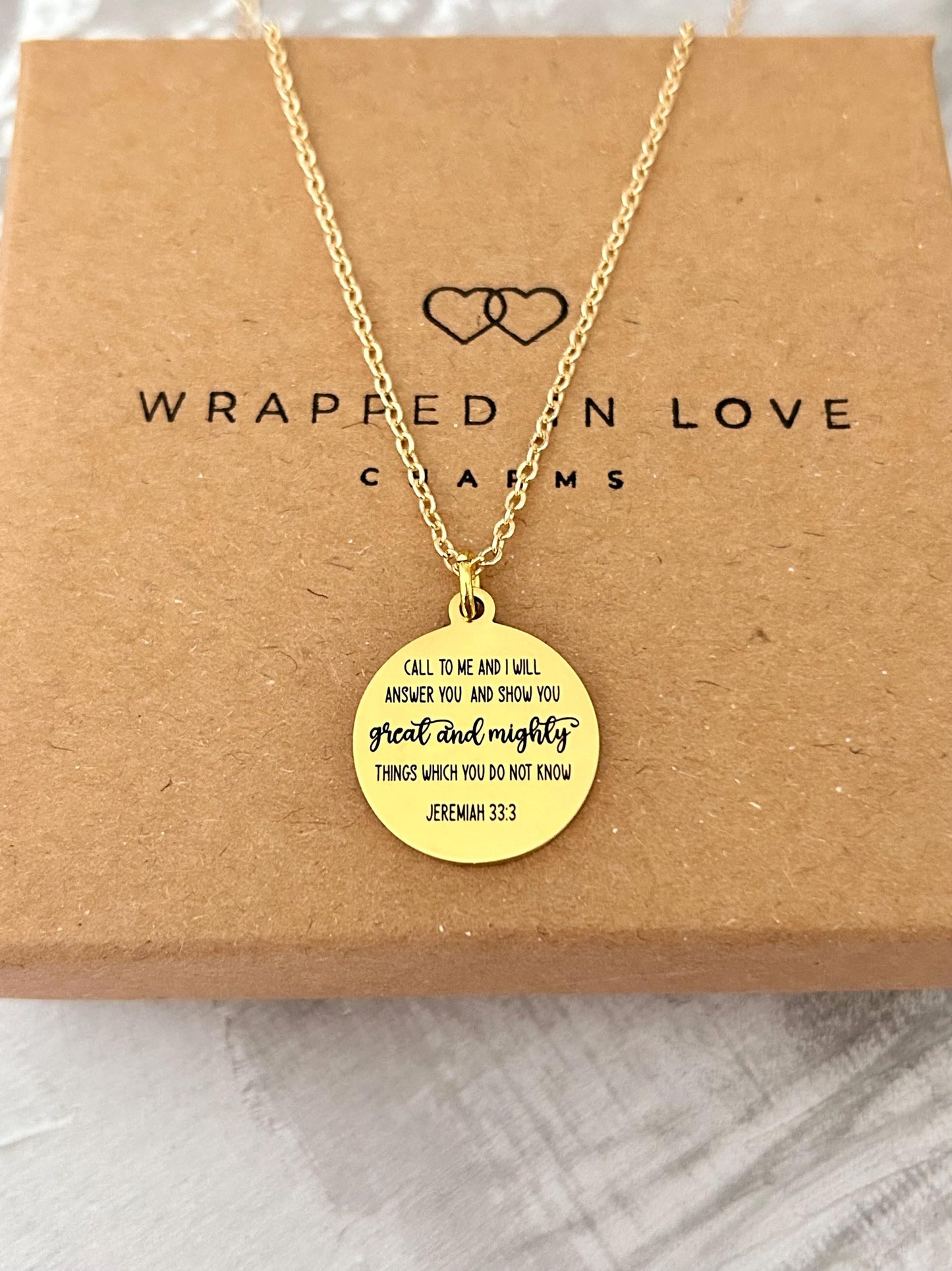 Jeremiah 33:3 Call to me and I will Answer You Bible Verse Necklace, Christian Jewelry, Scripture Necklace, Christian Gifts for Women