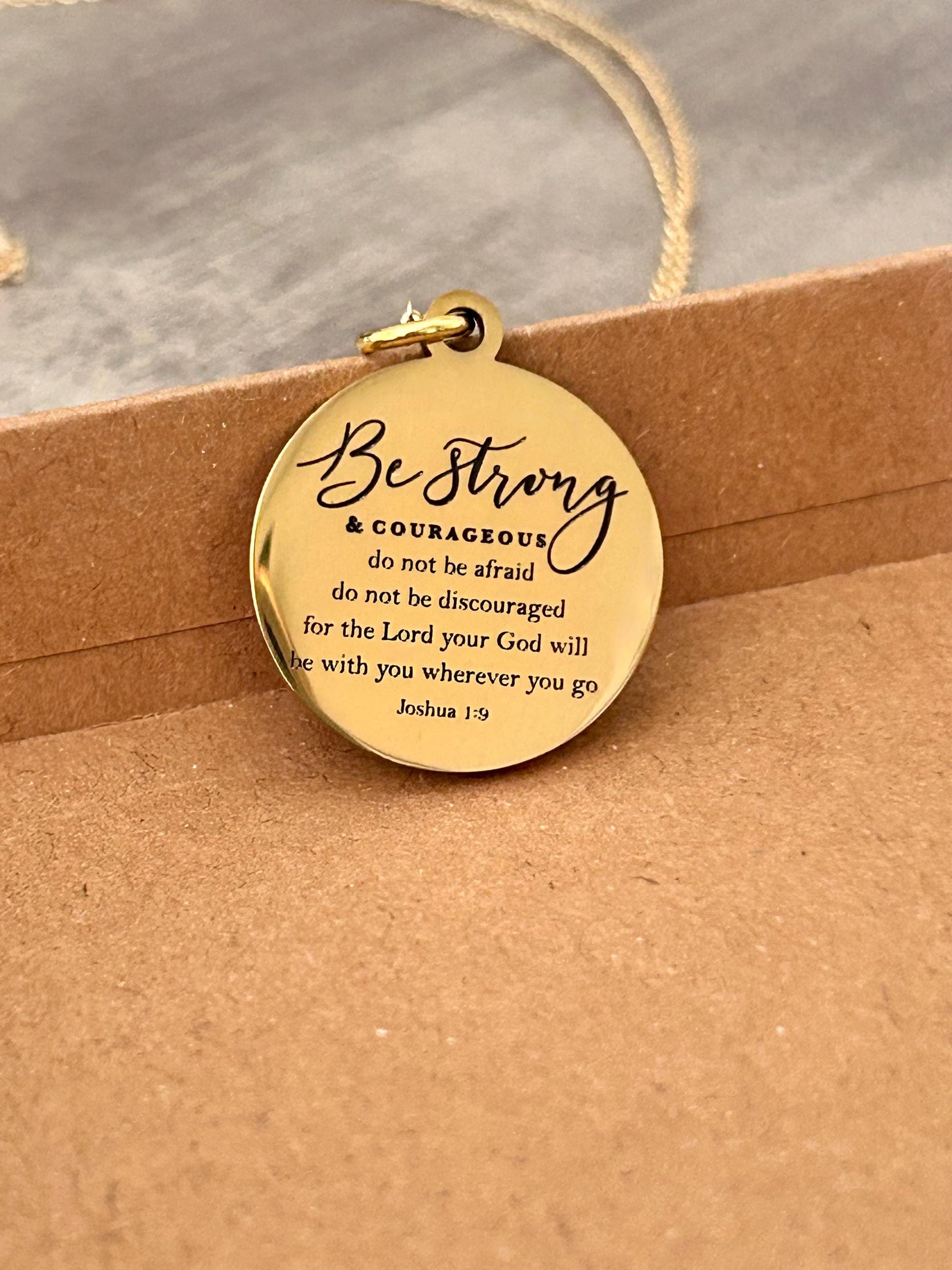 Joshua 1:9 Gold Necklace, Christian Gift for Her, Faith Jewelry, Inspirational Bible Verse Gift
