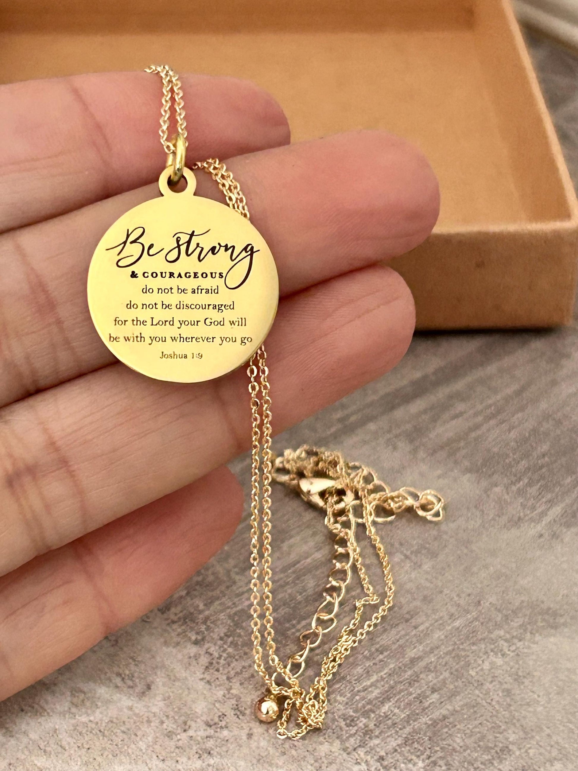 Joshua 1:9 Gold Necklace, Christian Gift for Her, Faith Jewelry, Inspirational Bible Verse Gift