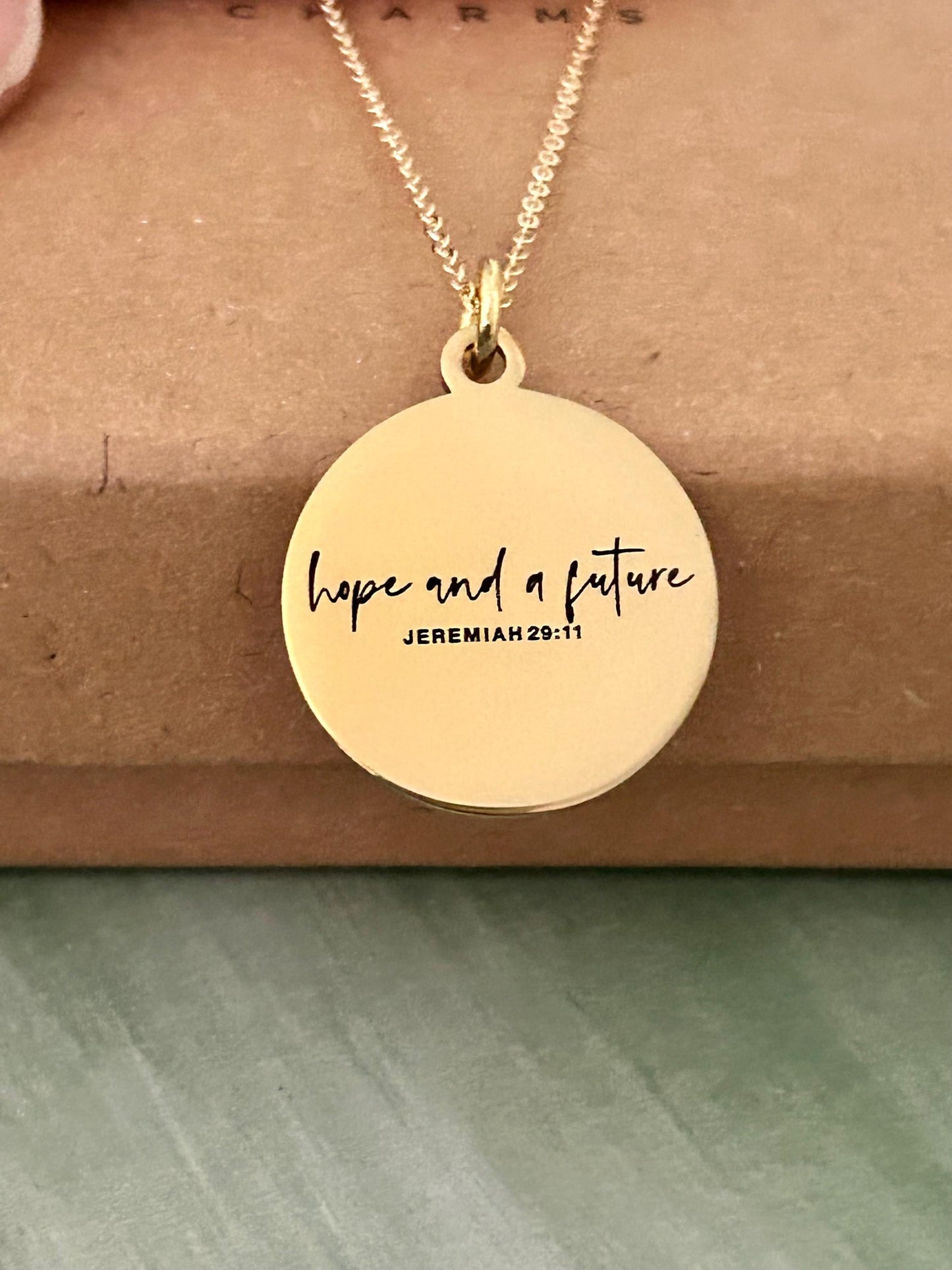 Hope and a Future Custom Bible Verse Necklace, Jeremiah 29:11, Christian Gifts, Scripture Jewelry, Motivational Gift, Hope Necklace, Baptism