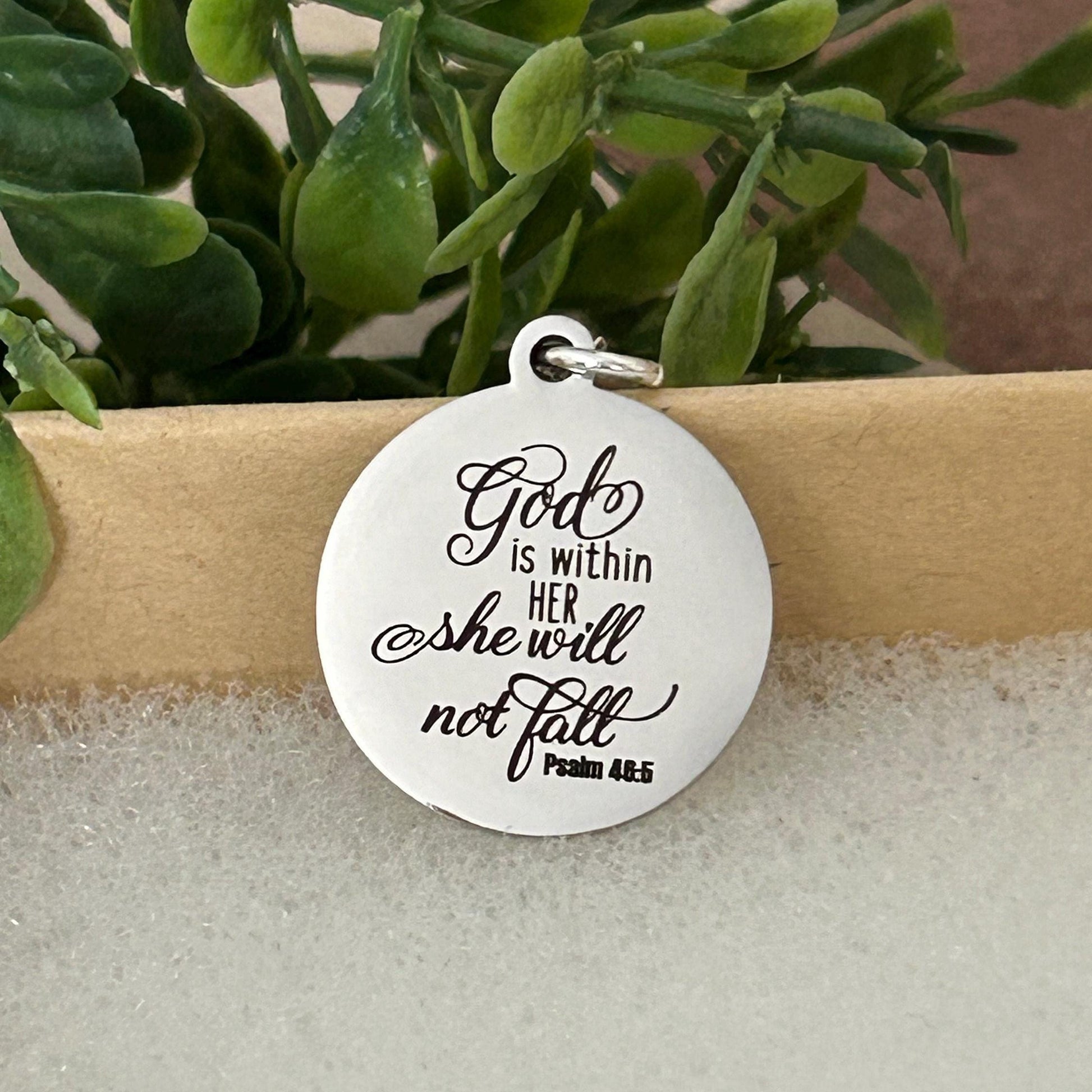 God is within her Bible Verse Necklace, Psalm 46:5, Christian Jewelry, Christian Gifts for Women, Scripture Necklace, Affirmation Baptism
