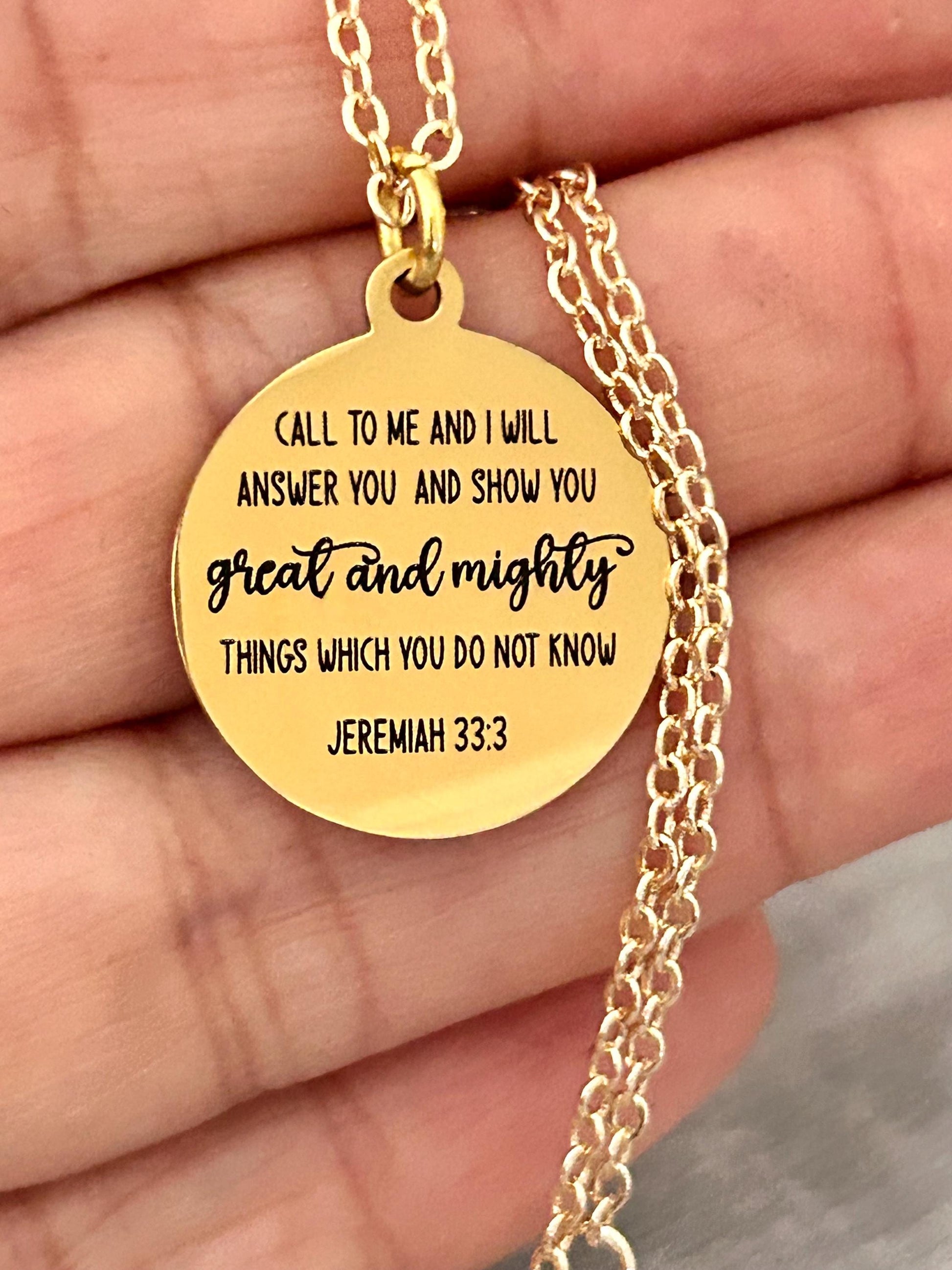 Jeremiah 33:3 Call to me and I will Answer You Bible Verse Necklace, Christian Jewelry, Scripture Necklace, Christian Gifts for Women