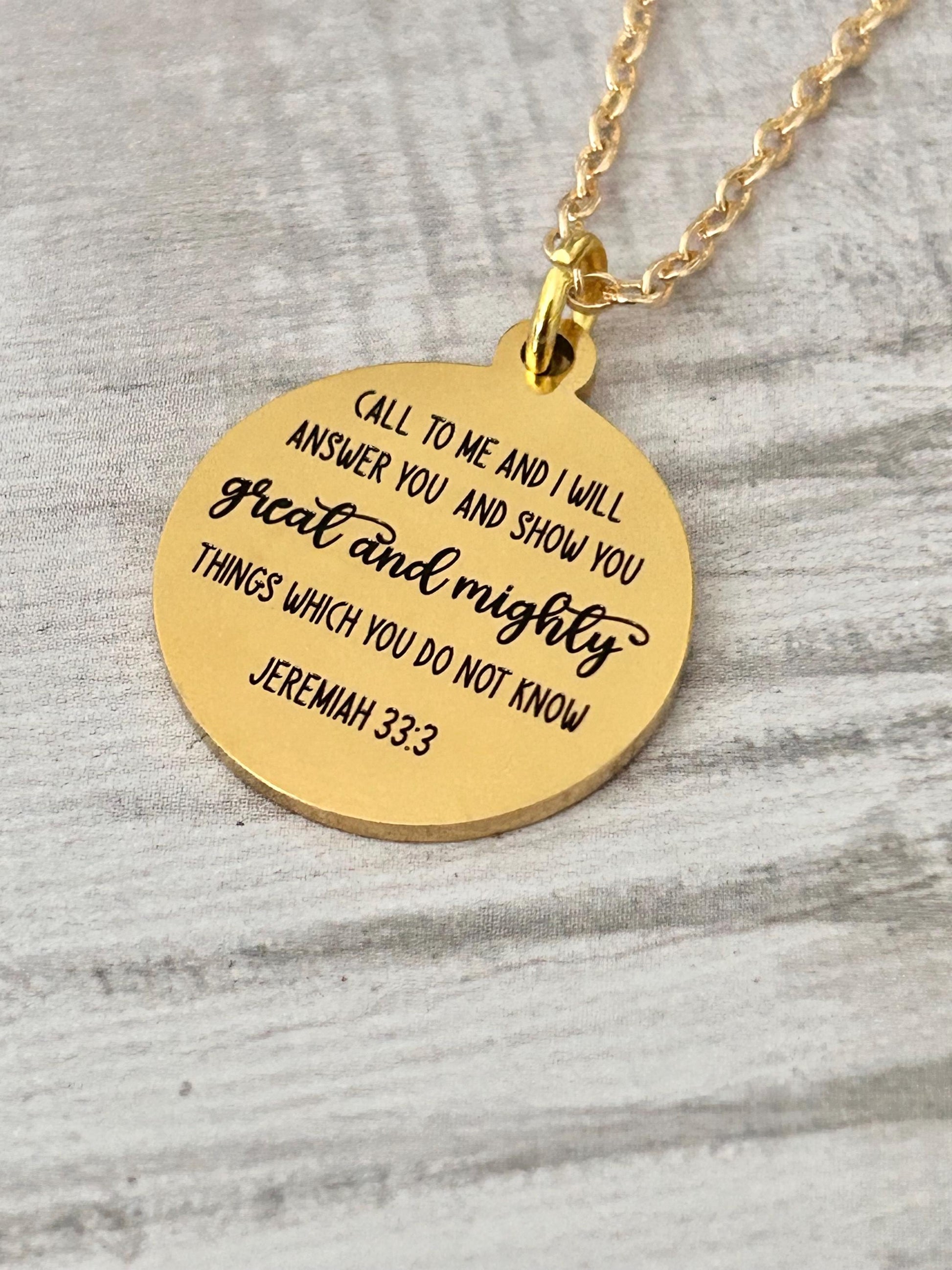 Jeremiah 33:3 Call to me and I will Answer You Bible Verse Necklace, Christian Jewelry, Scripture Necklace, Christian Gifts for Women