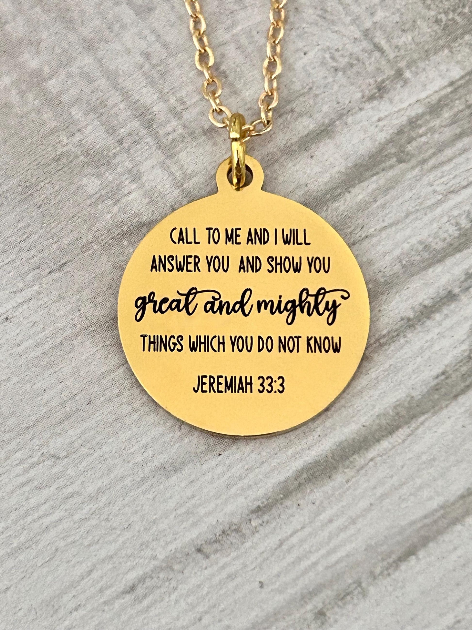 Jeremiah 33:3 Call to me and I will Answer You Bible Verse Necklace, Christian Jewelry, Scripture Necklace, Christian Gifts for Women