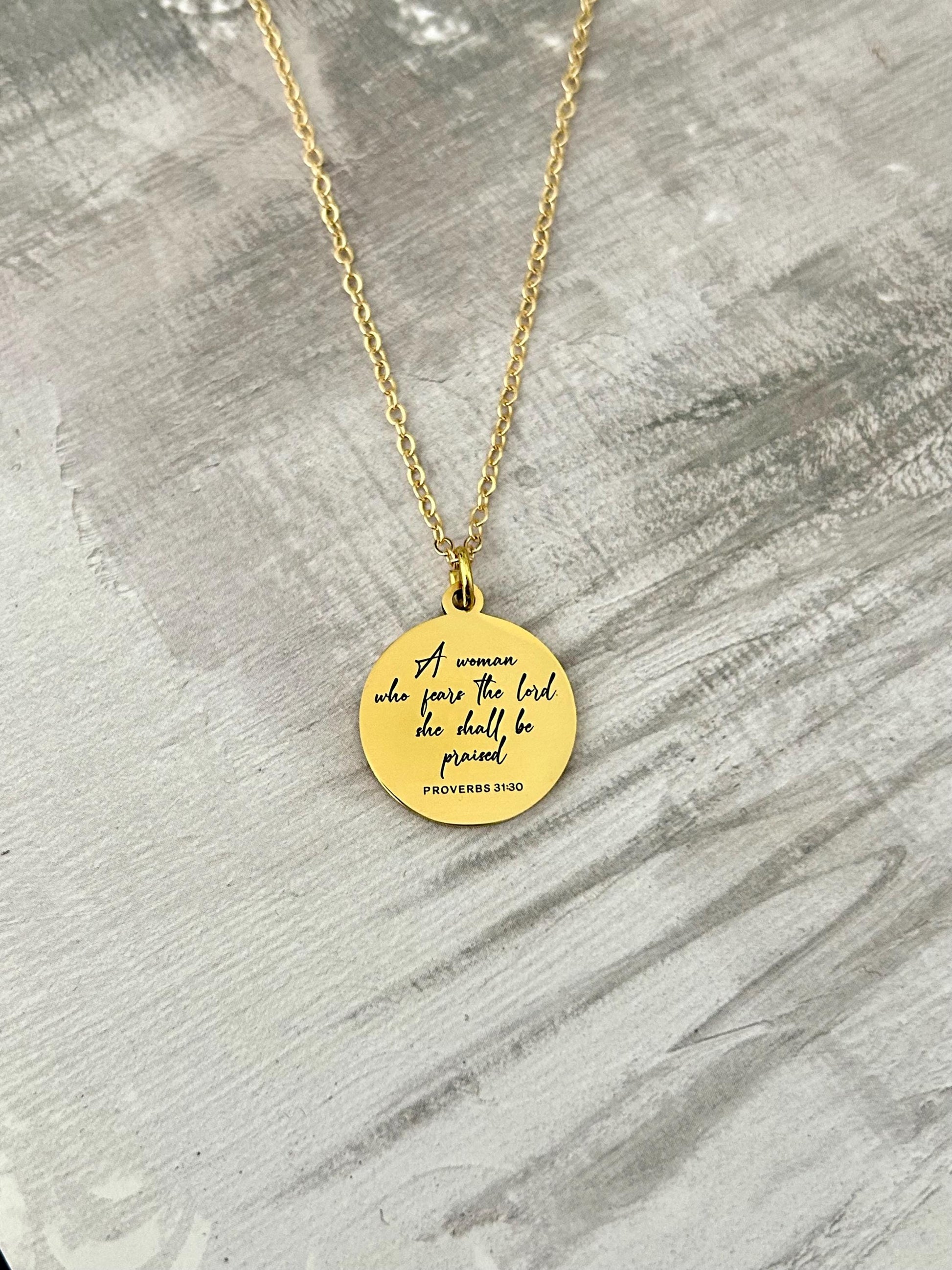 A Woman who fears The Lord shall be praised, Christian Gifts, Bible Verse Necklace, Proverbs Woman, Retreat Gifts, Christian Necklace