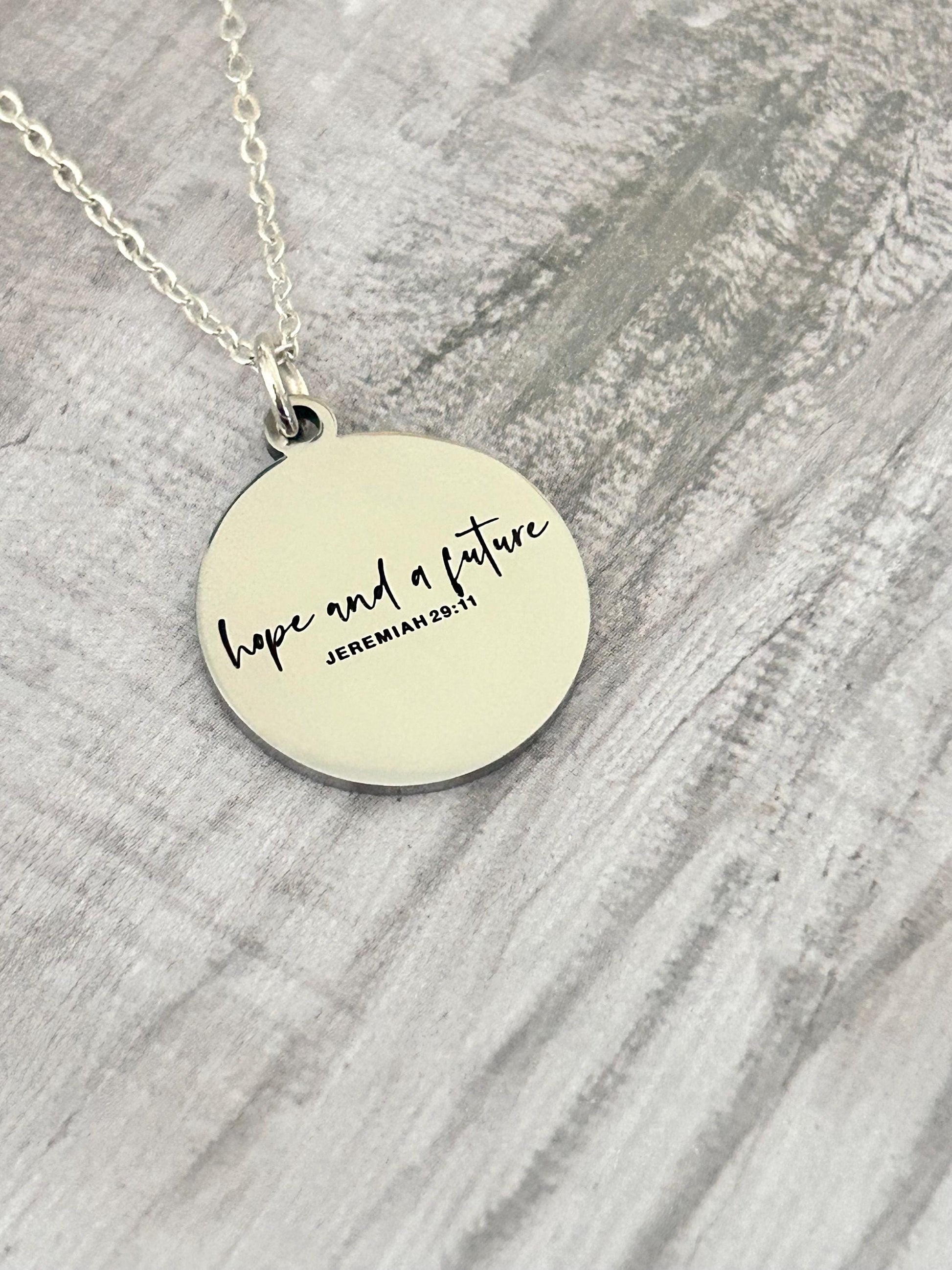 Hope and a Future Bible Verse Necklace, Jeremiah 29:11, Christian Gifts, Scripture Jewelry, Motivational Gift, Hope Necklace, Baptism Gift