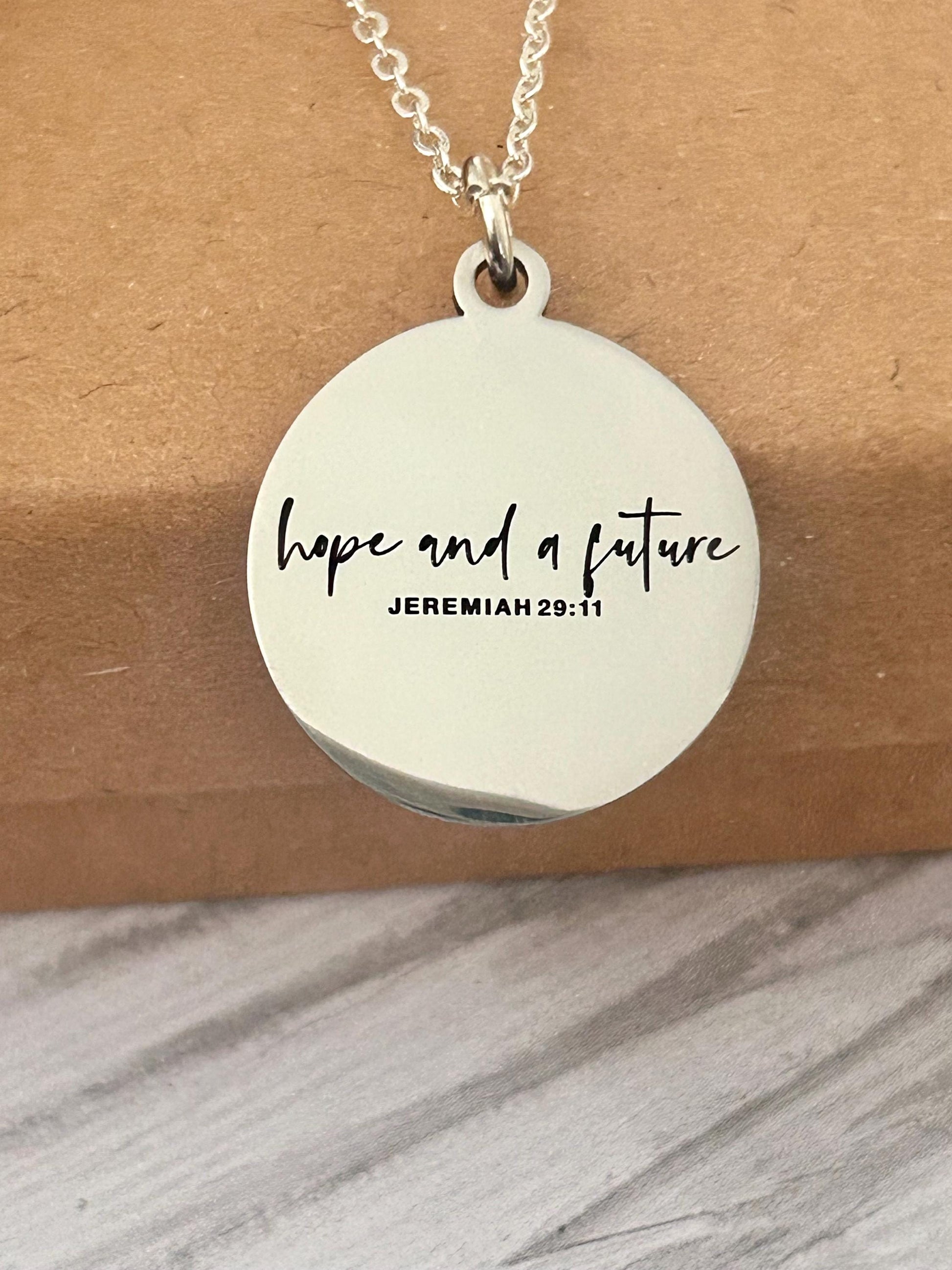 Hope and a Future Bible Verse Necklace, Jeremiah 29:11, Christian Gifts, Scripture Jewelry, Motivational Gift, Hope Necklace, Baptism Gift