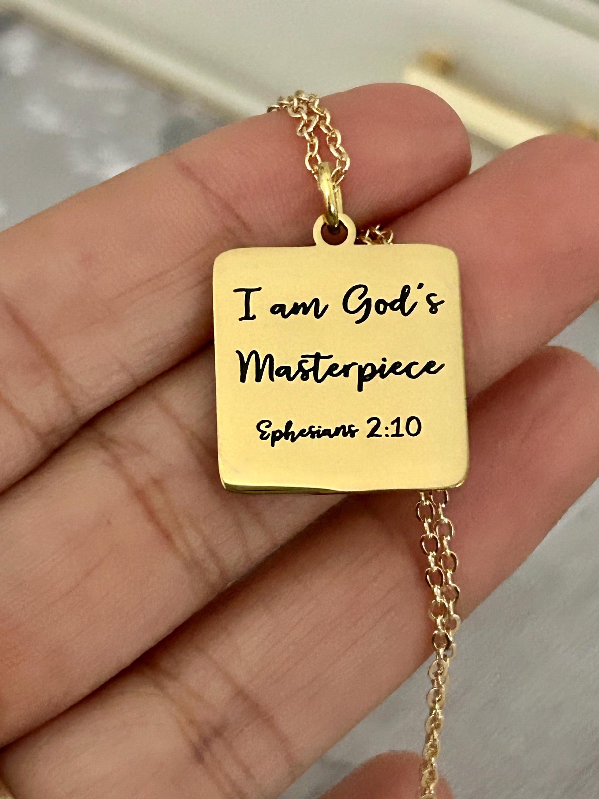 I Am Gods Masterpiece Bible Verse Necklace,Christian Gifts,Motivational Necklace,Meaningful gifts,Ephesians 2:10 Jewelry,Affirmation Baptism