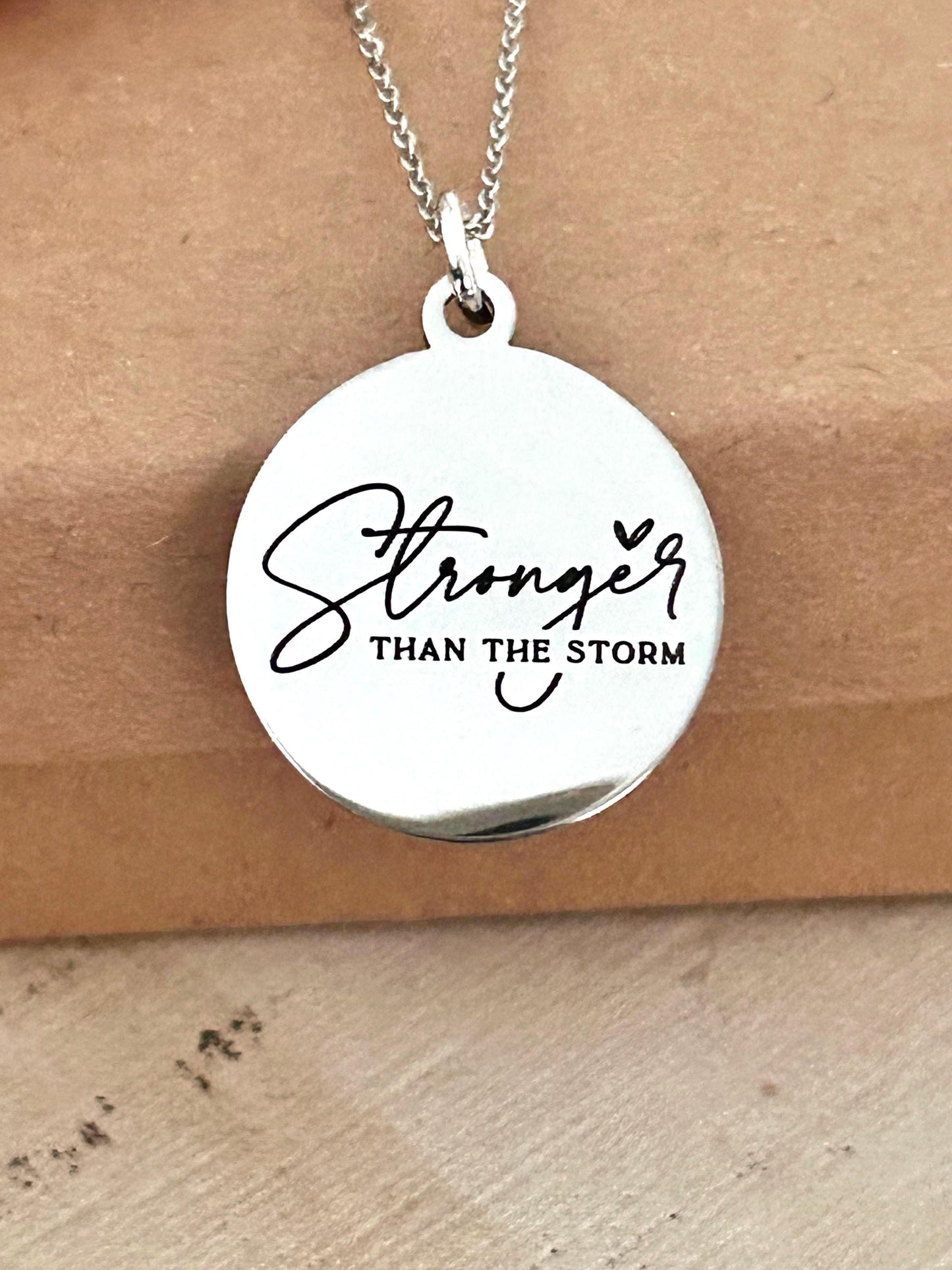 Stronger than the Storm Christian Necklace, Christian Gifts, Motivational Gifts, Gifts for Mom, Inspirational Jewelry, Strength Necklace