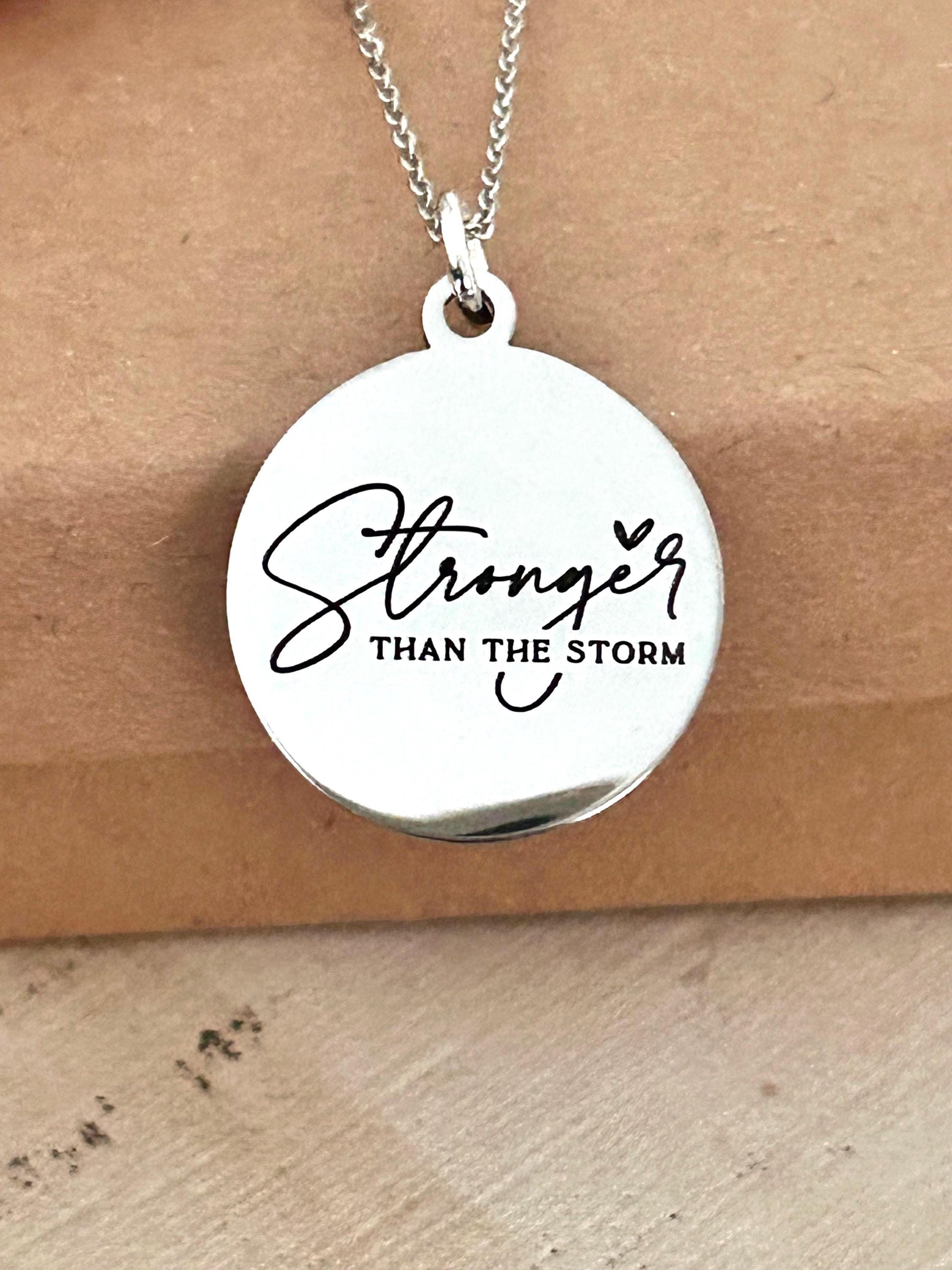Stronger than the Storm Christian Necklace, Christian Gifts, Motivational Gifts, Gifts for Mom, Inspirational Jewelry, Strength Necklace