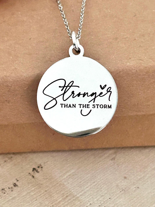 Stronger than the Storm Christian Necklace, Christian Gifts, Motivational Gifts, Gifts for Mom, Inspirational Jewelry, Strength Necklace