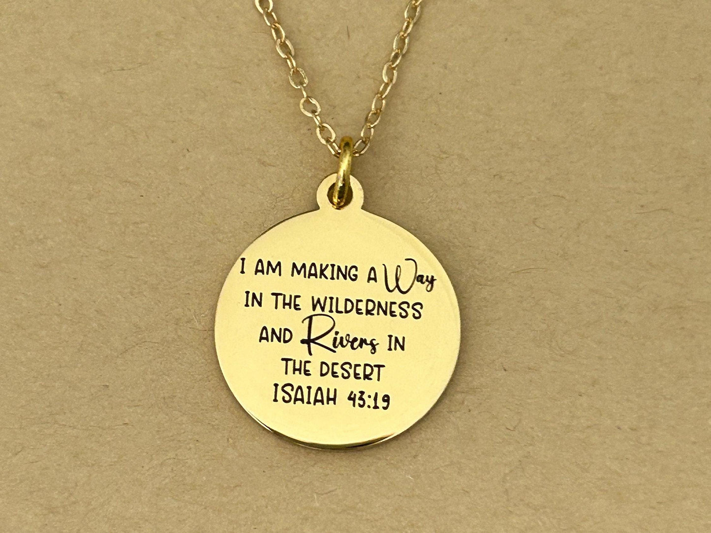 I am making a way in the wilderness Bible Necklace Isaiah 43:19, Christian Gifts, Motivational Necklace, Gift for Mom, Inspirational Jewelry