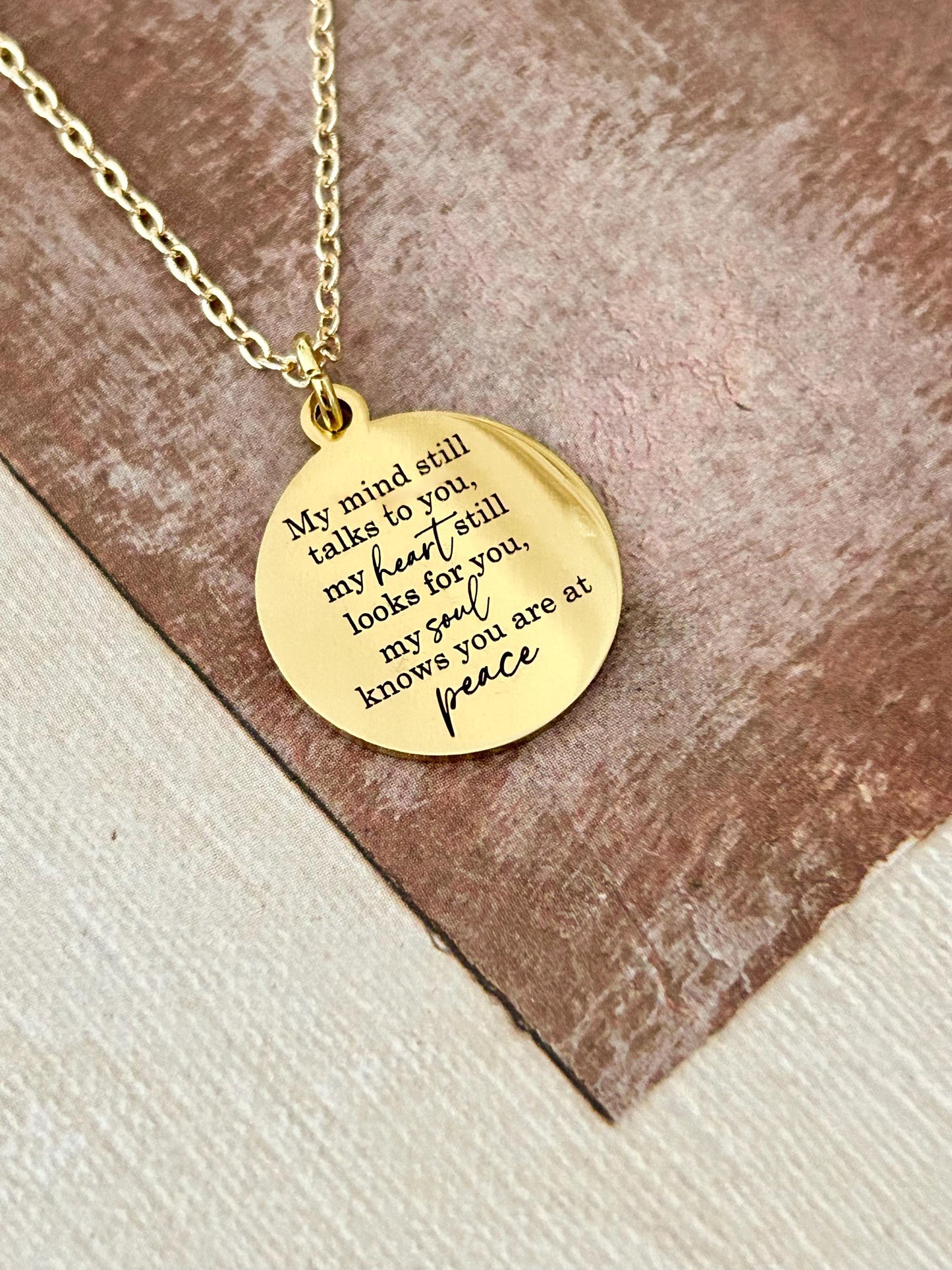 Memorial Necklace: Engraved Sympathy Gift, Loss of Loved One