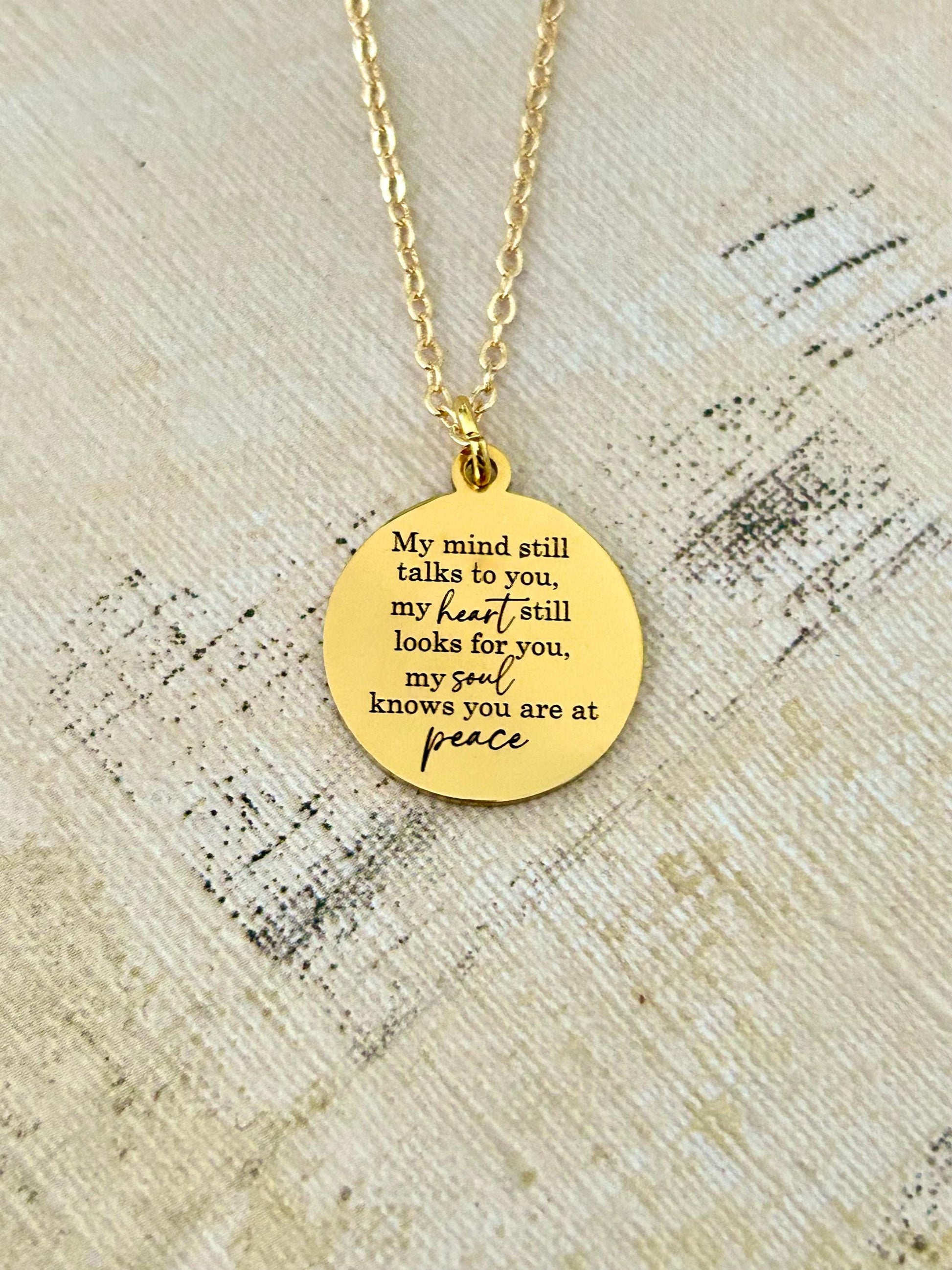Memorial Necklace: Engraved Sympathy Gift, Loss of Loved One