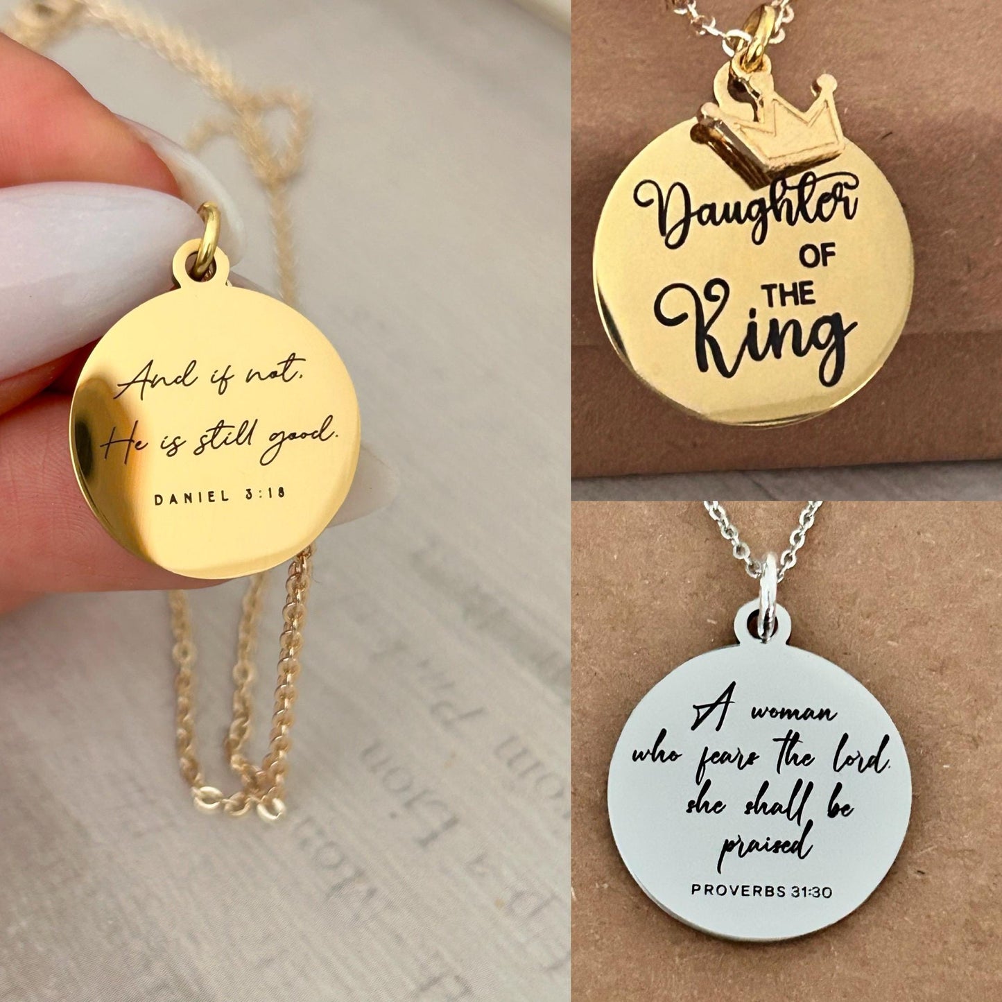 To My Daughter Straighten Your Crown Gold Charm Necklace, Daughter of The King, Gifts for daughter, Faith Birthday Gift, Baptism Affirmation