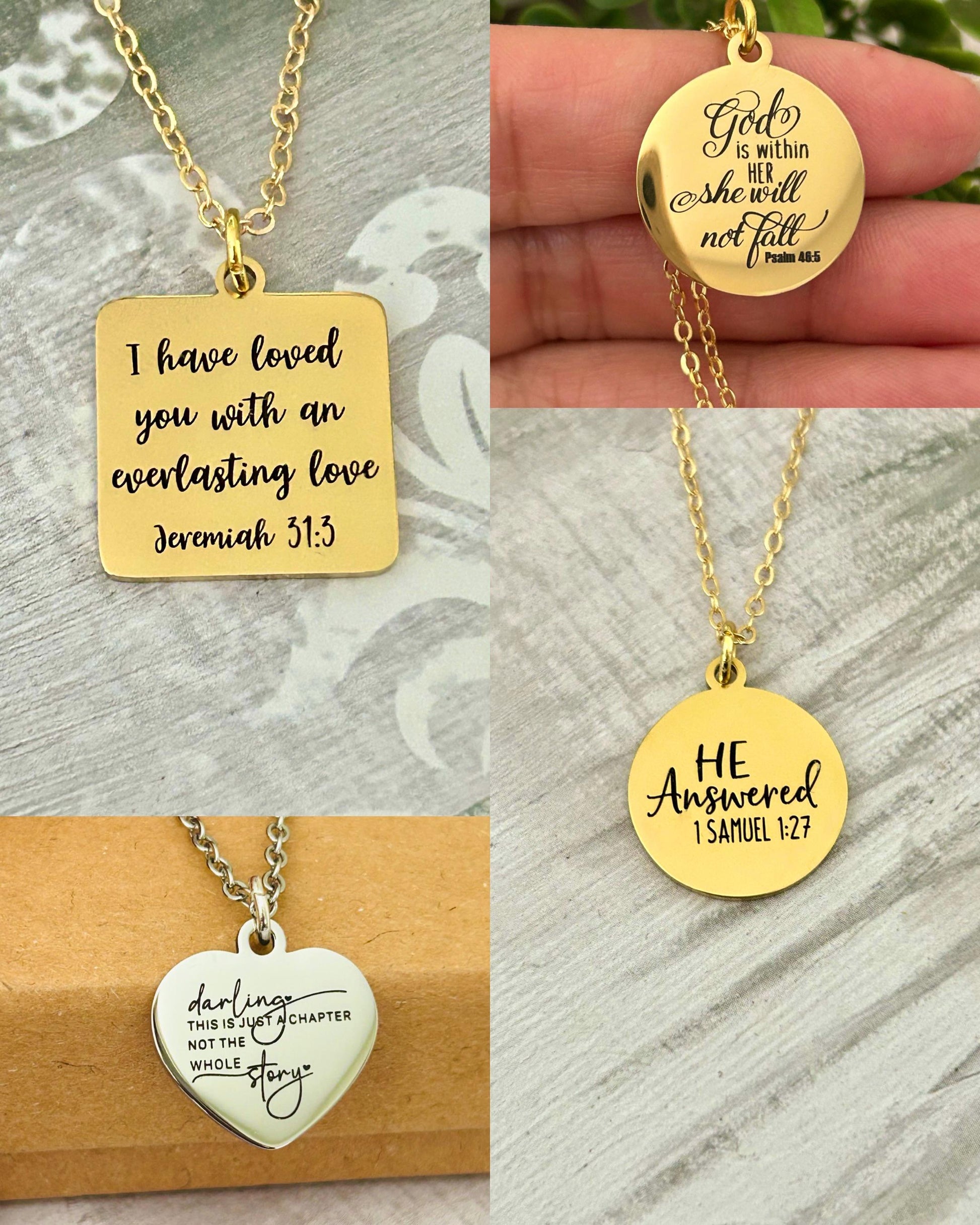 One Day at a time Silver Heart Necklace, Motivational Gifts, Meaningful Gifts, Mental Health Jewelry, Strength Necklace, Christian Gifts