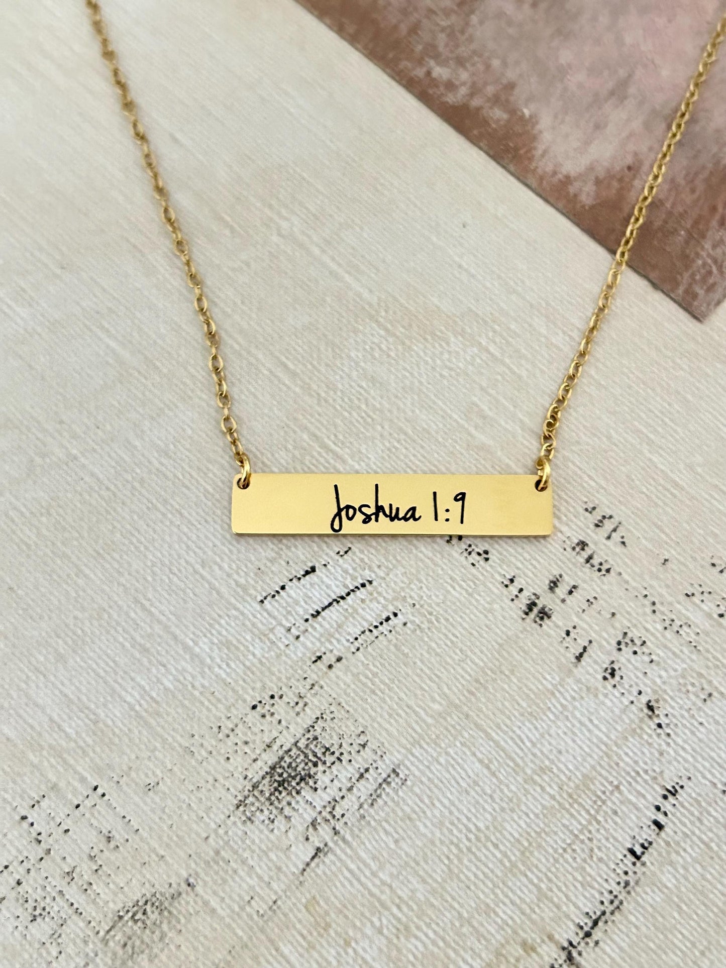 Be Strong & Courageous Necklace: 16K Gold Plated Christian Jewelry
