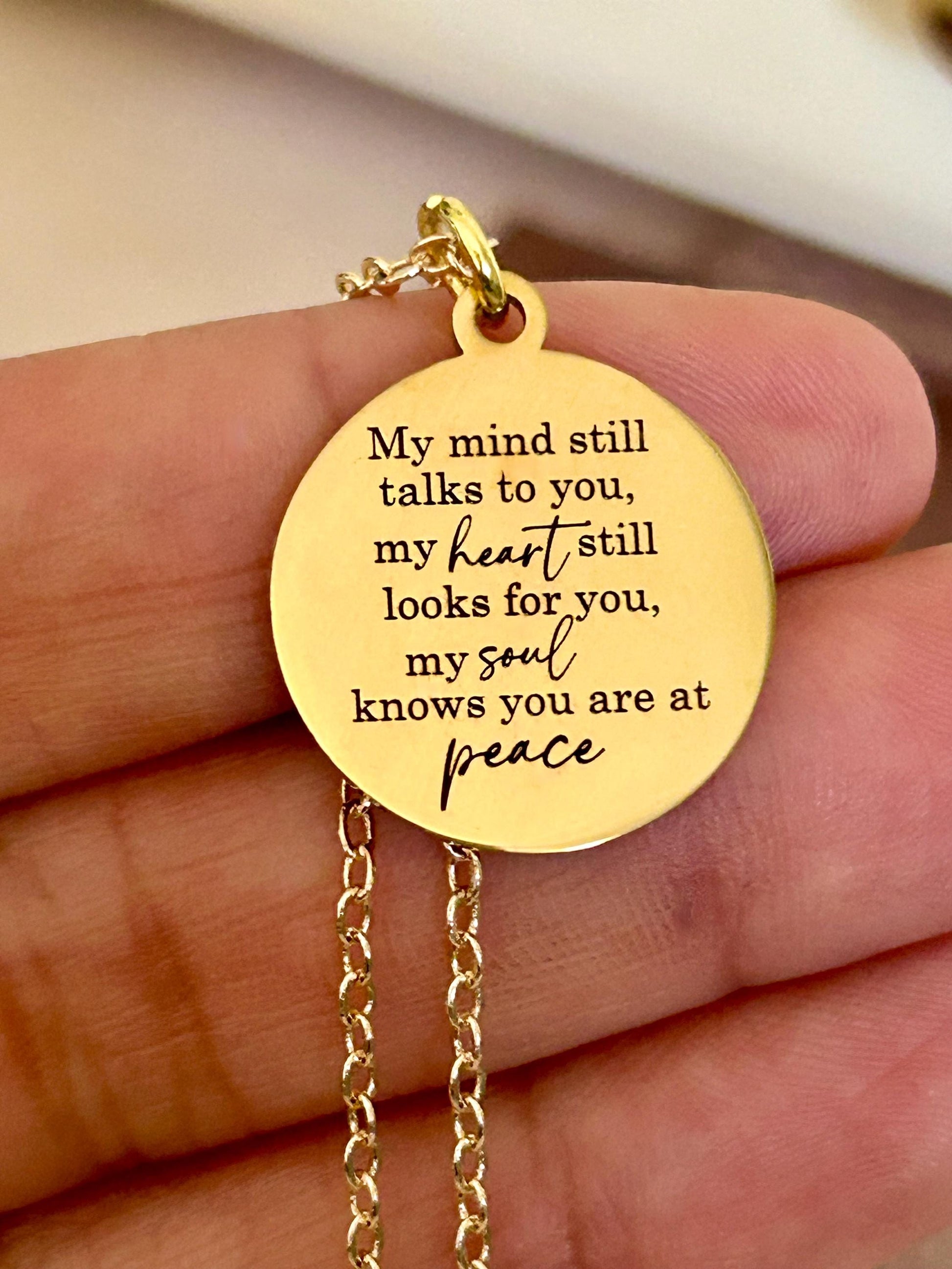 Memorial Necklace: Engraved Sympathy Gift, Loss of Loved One