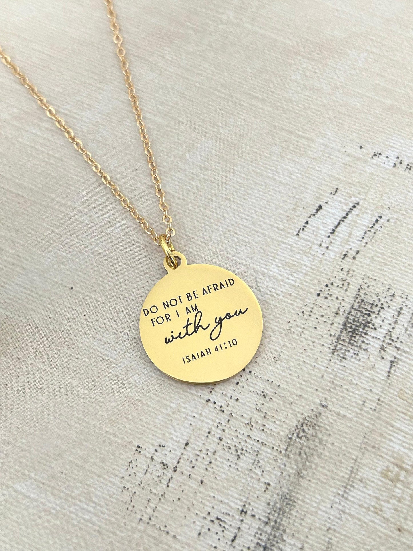 Do not be afraid for I am with you Bible Verse Necklace, Isaiah 41:10, Christian Gifts, Engraved Necklace, Gifts for Mom, Motivational Gift