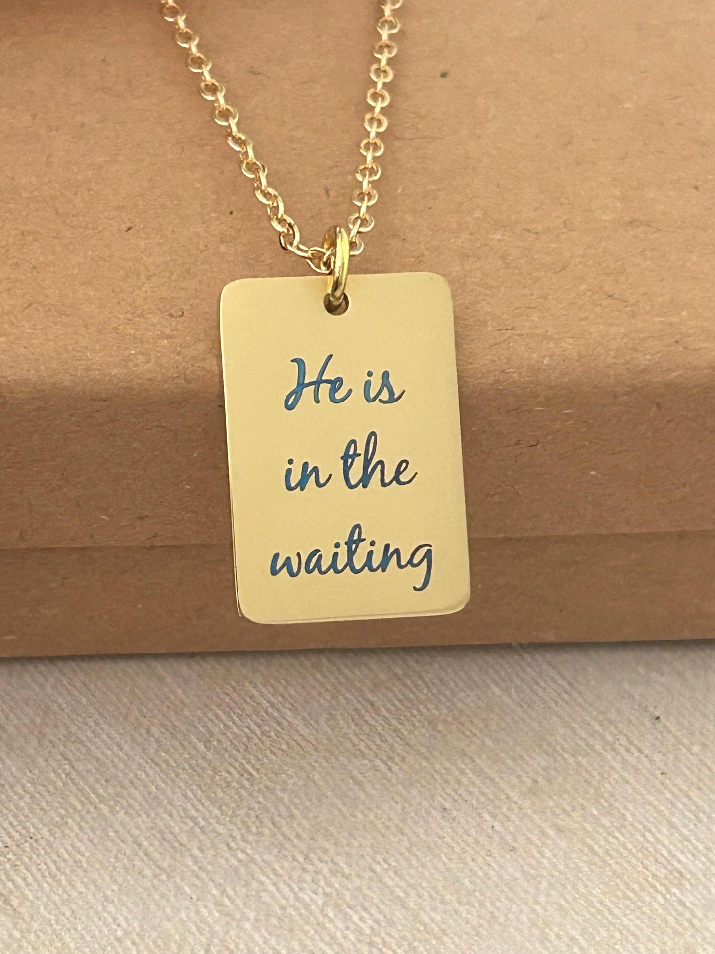 He is in the waiting Christian Necklace, Christian Gifts, Scripture Jewelry, Personalized Necklace, Gifts for Mom, Inspirational Jewelry