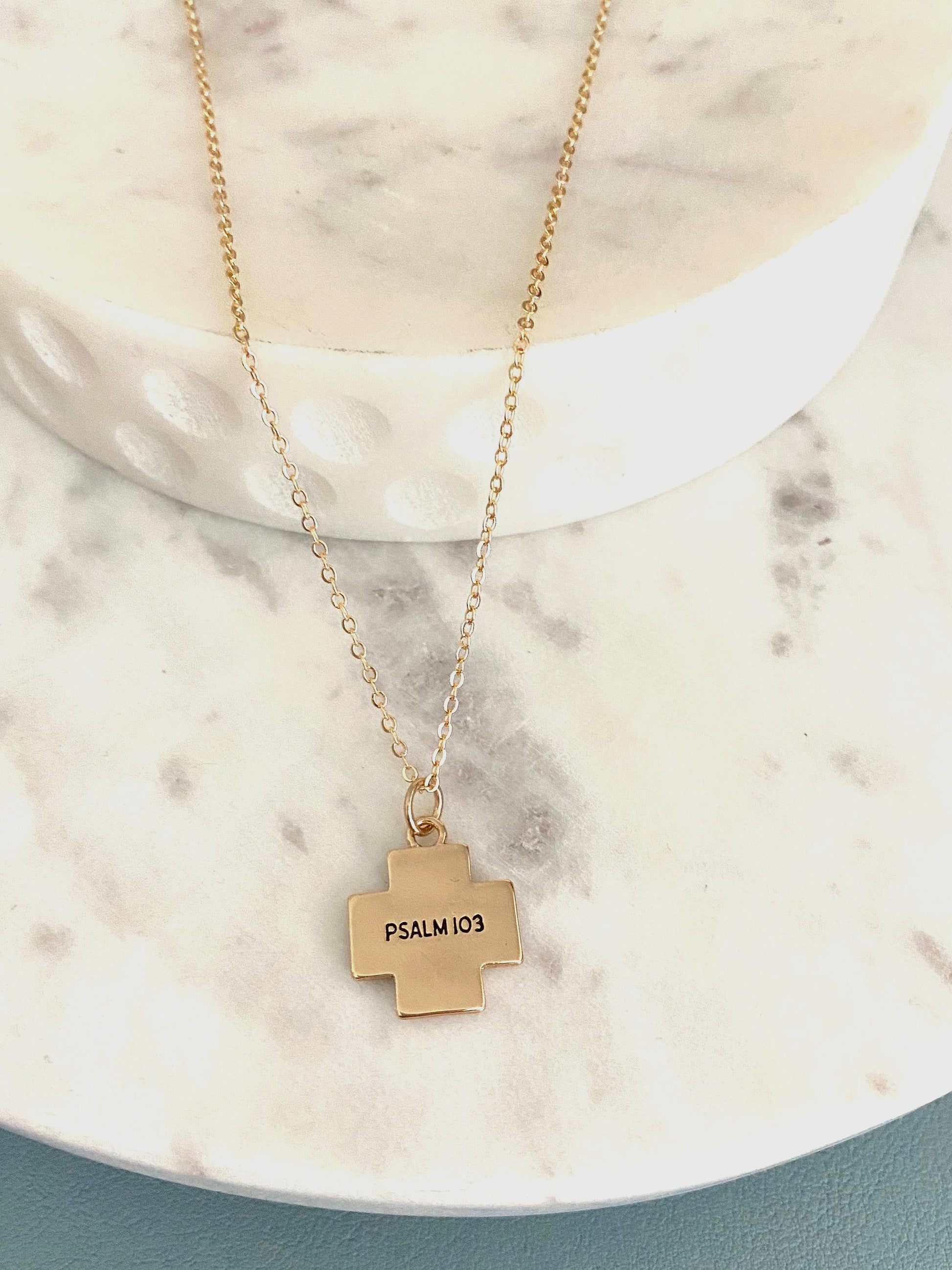 Bless the Lord oh My Soul Bible Verse Necklace, Psalm 103, Christian Gifts, Gold Cross Necklace, Affirmation Baptism gifts, Easter Jewelry