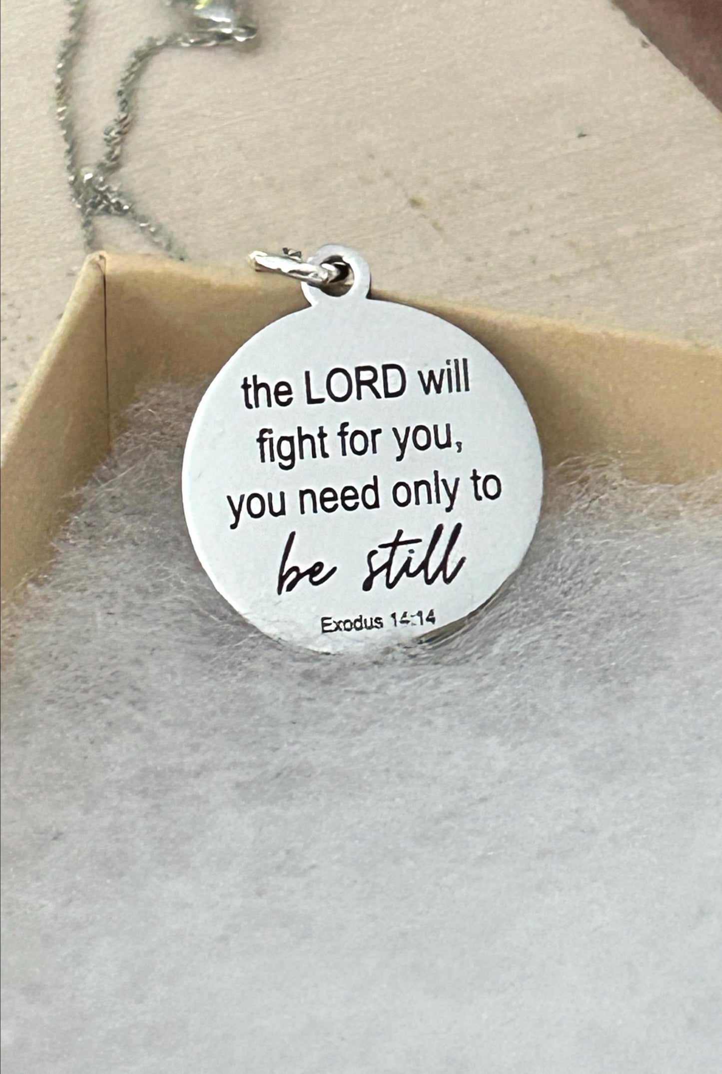 The Lord will fight for you Exodus 14:14 Necklace, Christian Gifts, Be Still Necklace, Gifts for mom, Meaningful Gifts, motivational jewelry