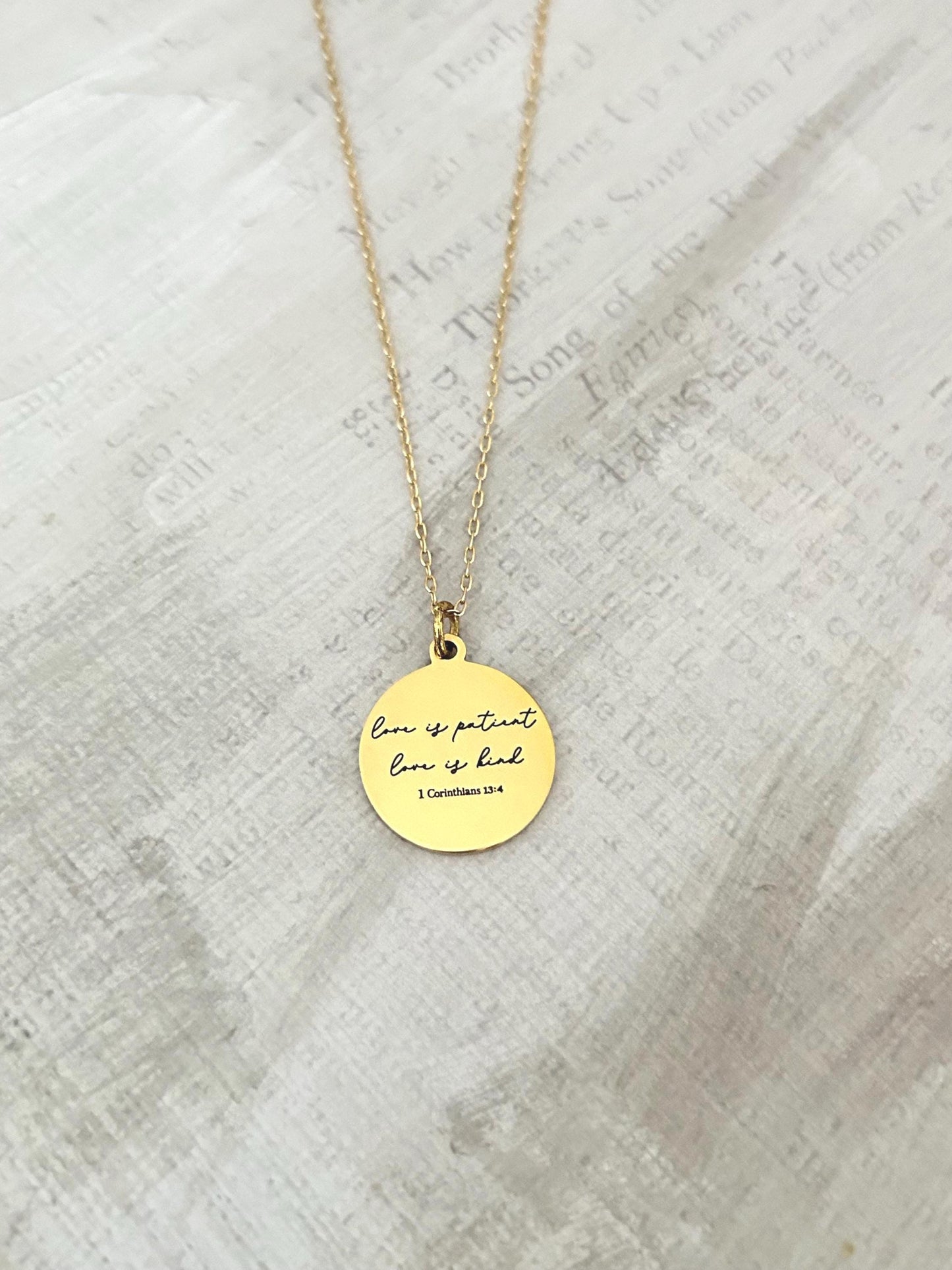 Love is Patient Love is Kind Bible Verse Necklace, Christian Gifts, Scripture Jewelry, Wedding Gift, Gifts for Mom, Love Necklace, Birthday
