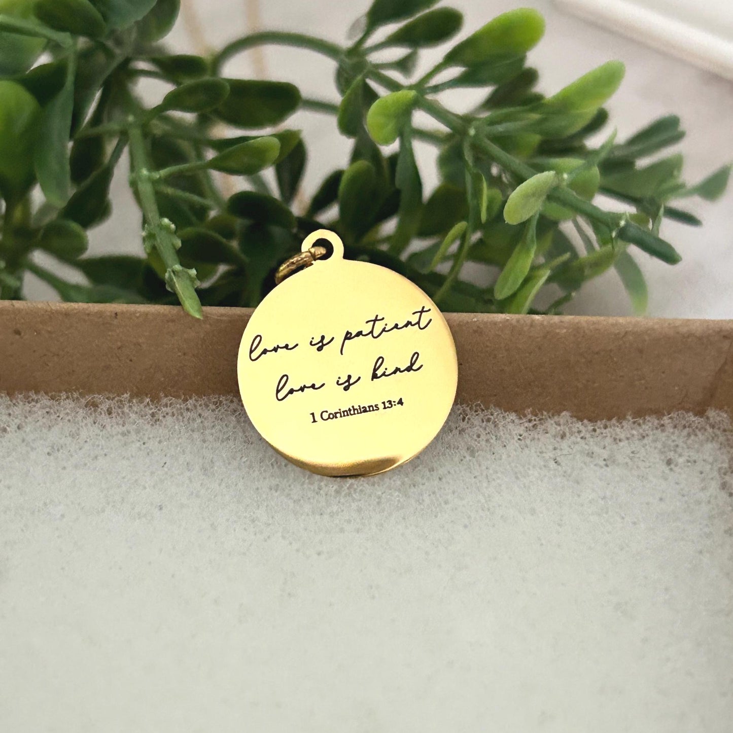 Love is Patient Love is Kind Bible Verse Necklace, Christian Gifts, Scripture Jewelry, Wedding Gift, Gifts for Mom, Love Necklace, Birthday