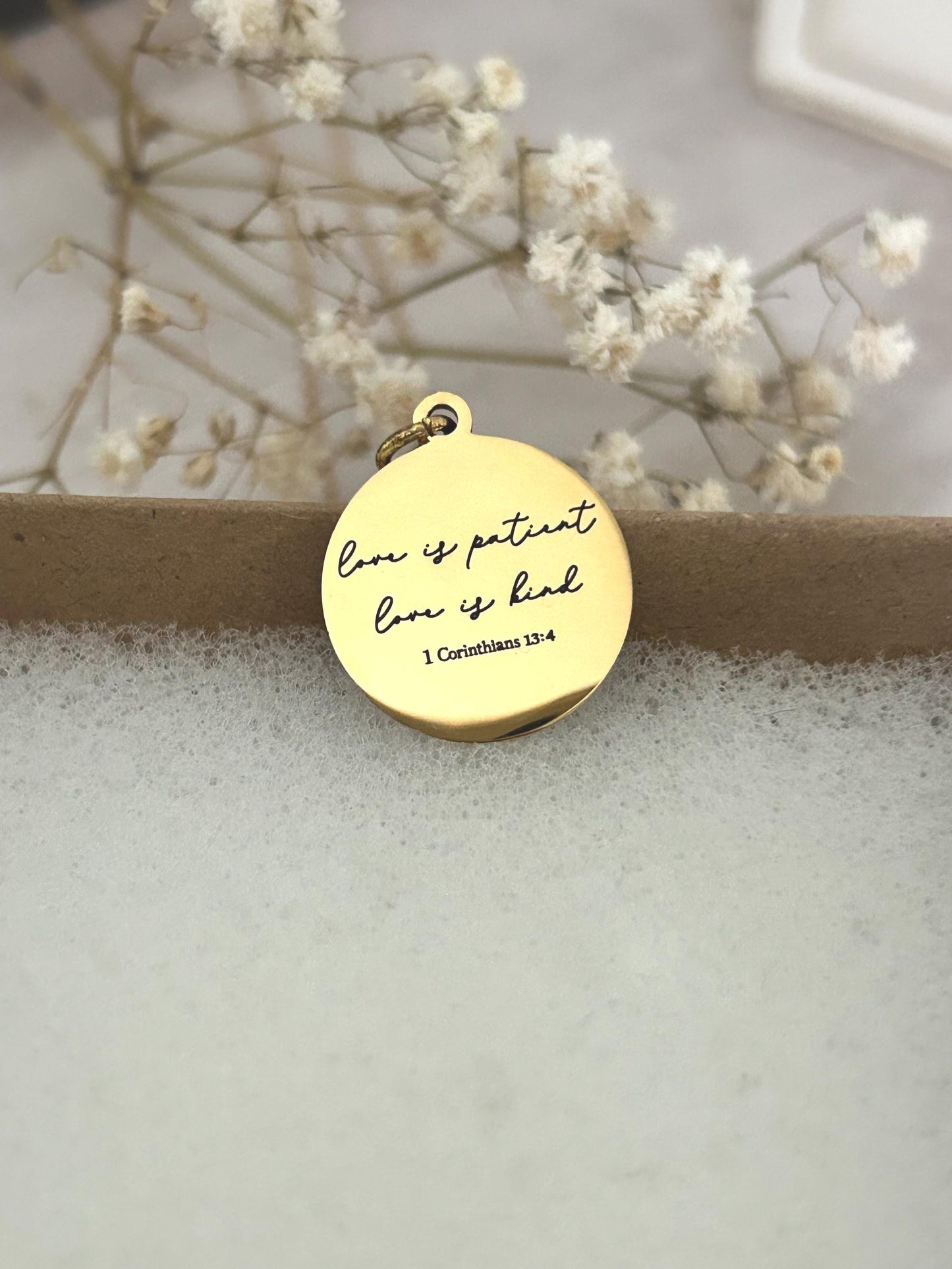 Love is Patient Love is Kind Bible Verse Necklace, Christian Gifts, Scripture Jewelry, Wedding Gift, Gifts for Mom, Love Necklace, Birthday