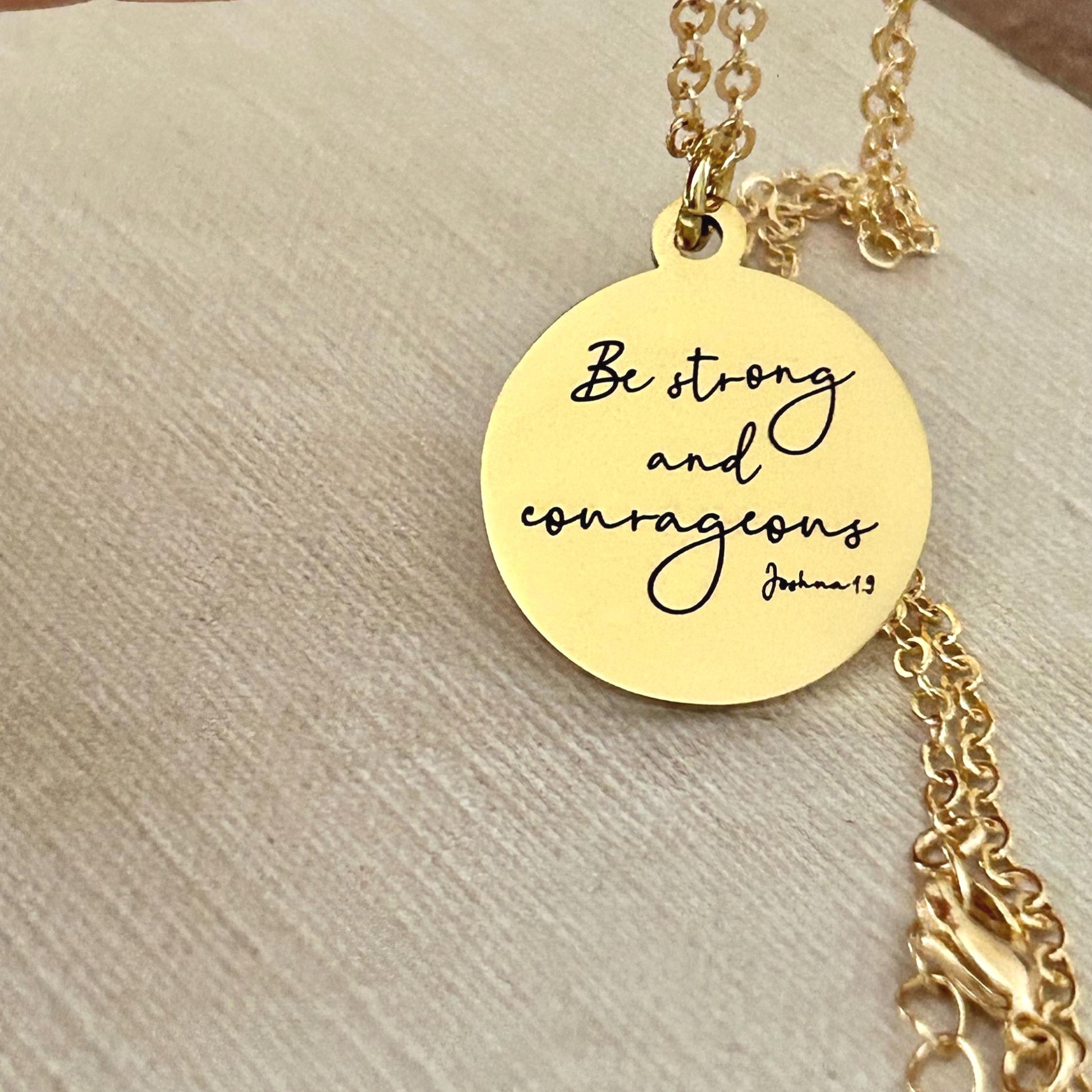 Be Strong and Courageous Necklace | Joshua 1:9 Bible Verse Necklace | Christian Gift | Faith Jewelry | Inspirational Scripture Necklace