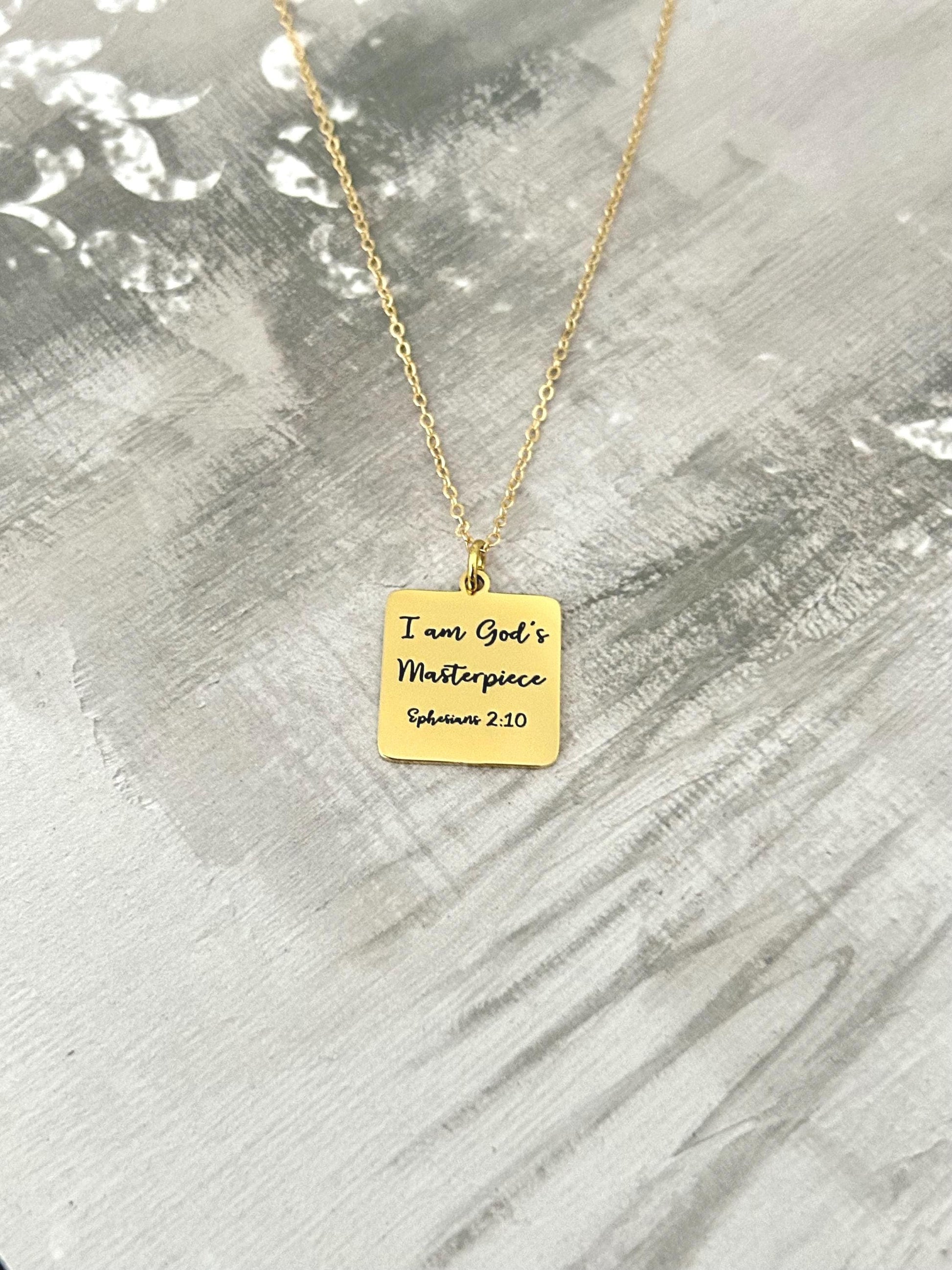 I Am Gods Masterpiece Bible Verse Necklace,Christian Gifts,Motivational Necklace,Meaningful gifts,Ephesians 2:10 Jewelry,Affirmation Baptism