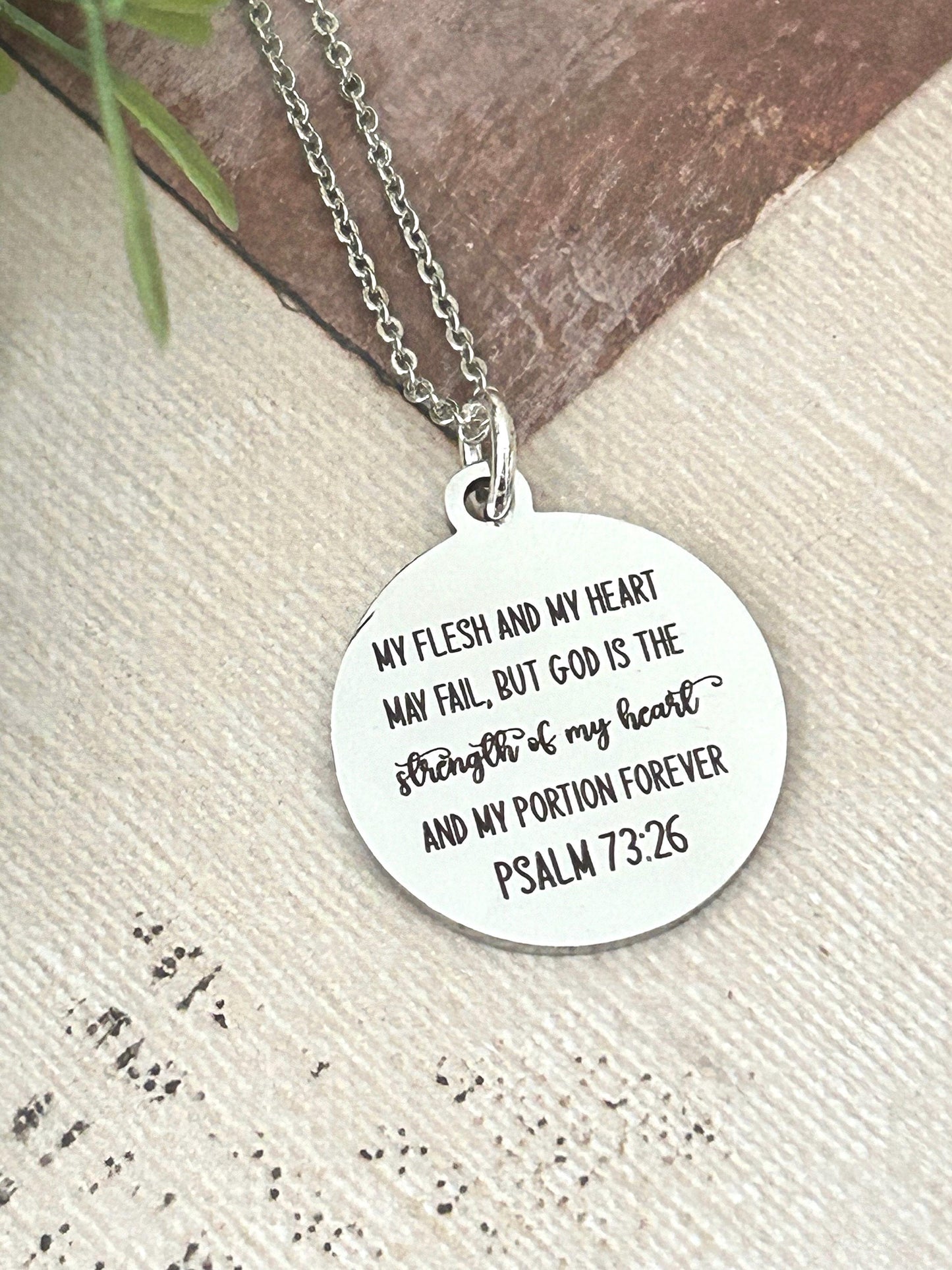 My Flesh and My heart may fail but God Psalm 73:26 Bible Verse Necklace, Christian Gifts, Scripture Jewelry, Get Well Gift, But God Necklace