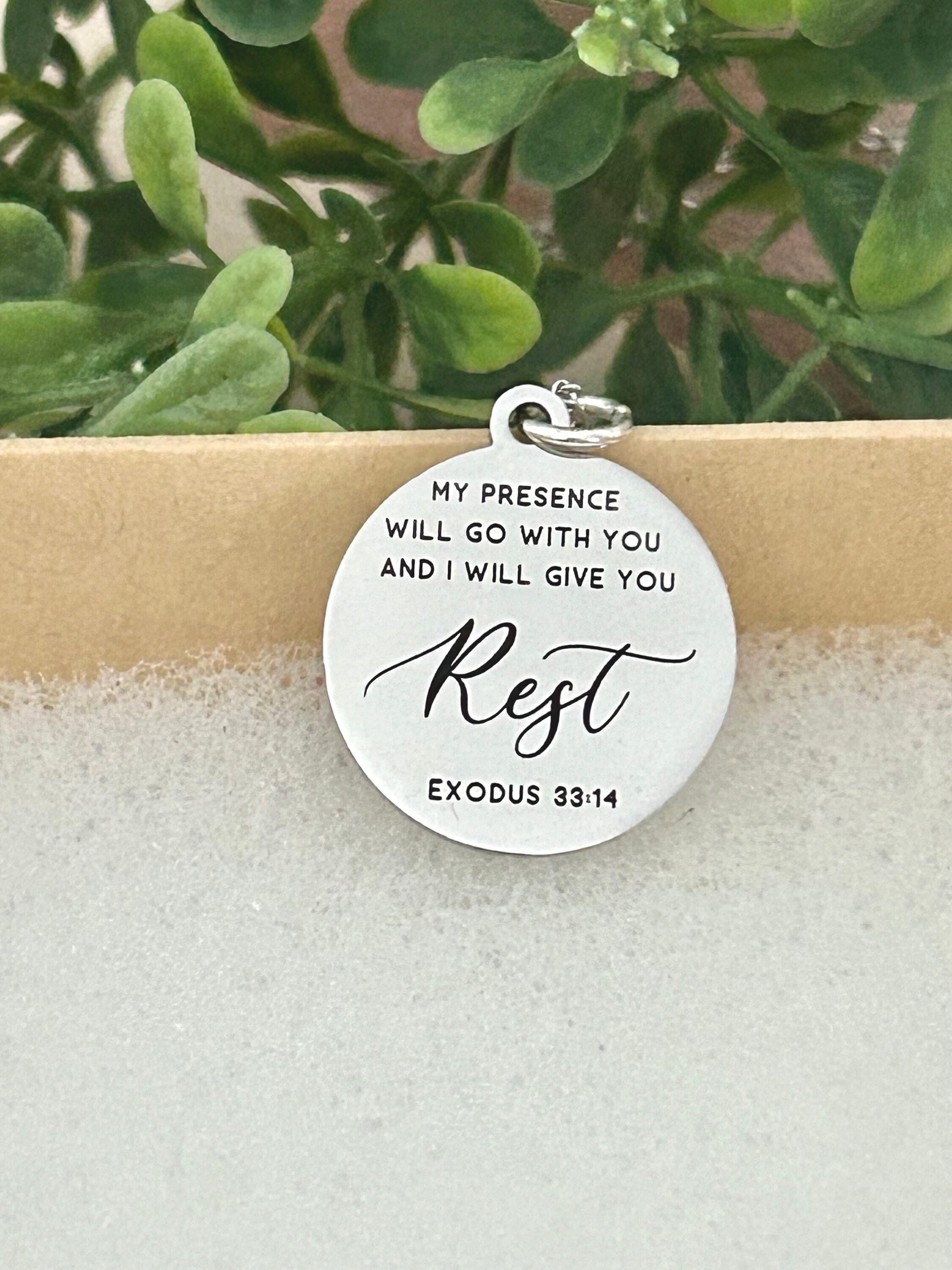 My Presence will go with you bible verse Necklace, Farewell Gift, Christian Gifts, Exodus 33:14, Goodbye Gift, Missionary Gifts, LDS Gifts