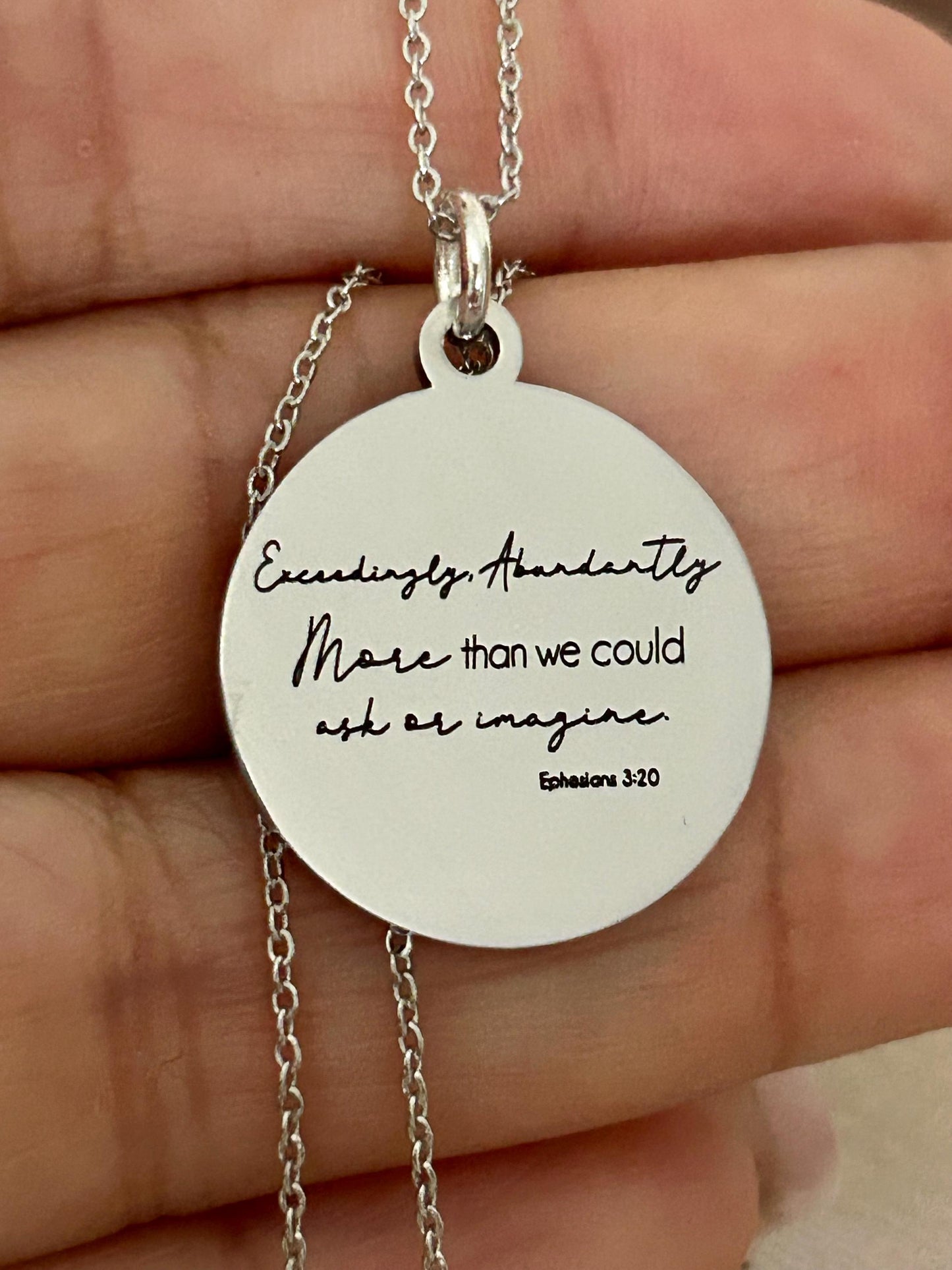 Ephesians 3:20 bible Verse Necklace, Exceedingly Abundantly Above All We Ask Or Imagine, Christian Gifts, Scripture Jewelry, Gifts for her