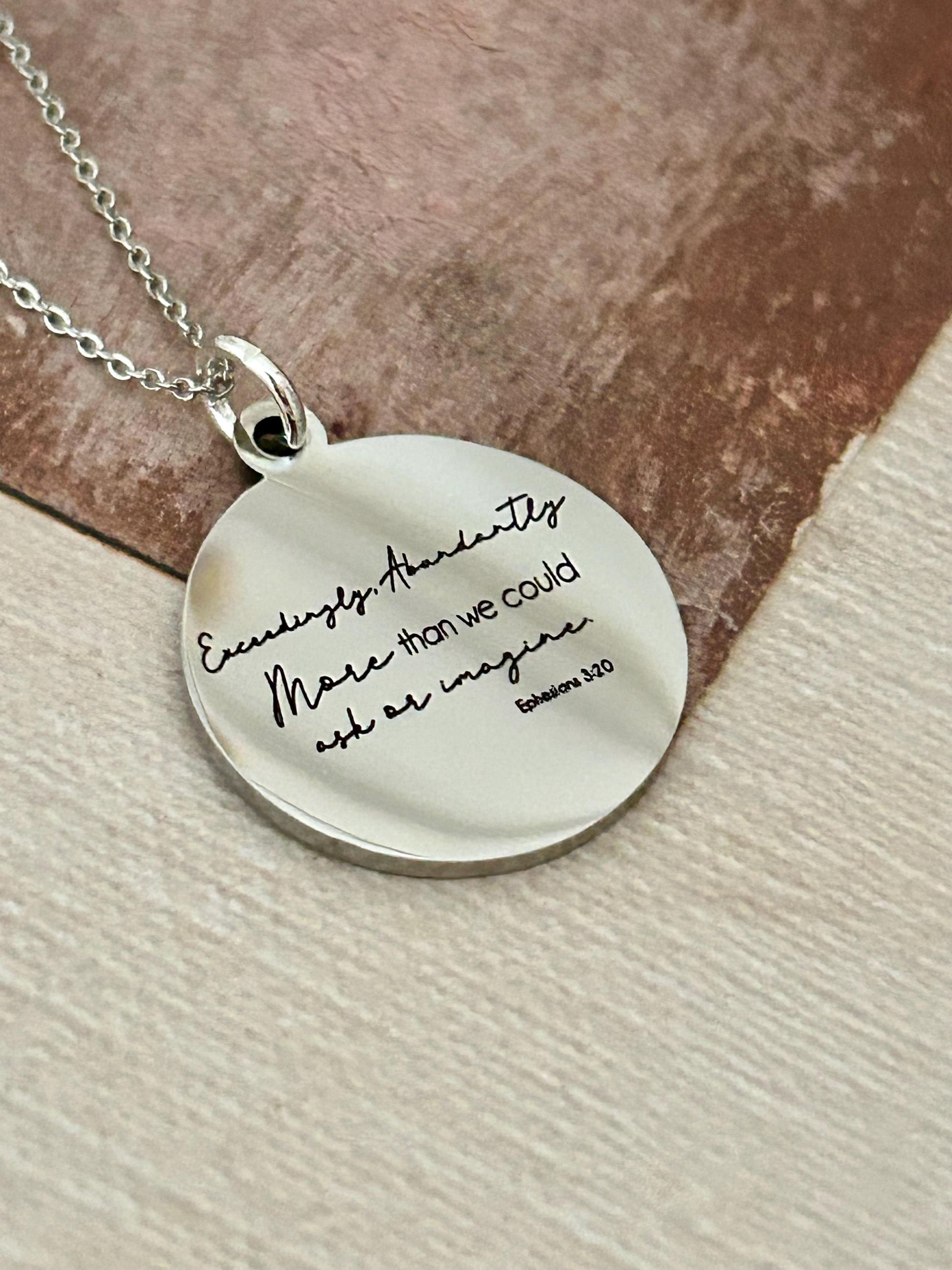 Ephesians 3:20 bible Verse Necklace, Exceedingly Abundantly Above All We Ask Or Imagine, Christian Gifts, Scripture Jewelry, Gifts for her