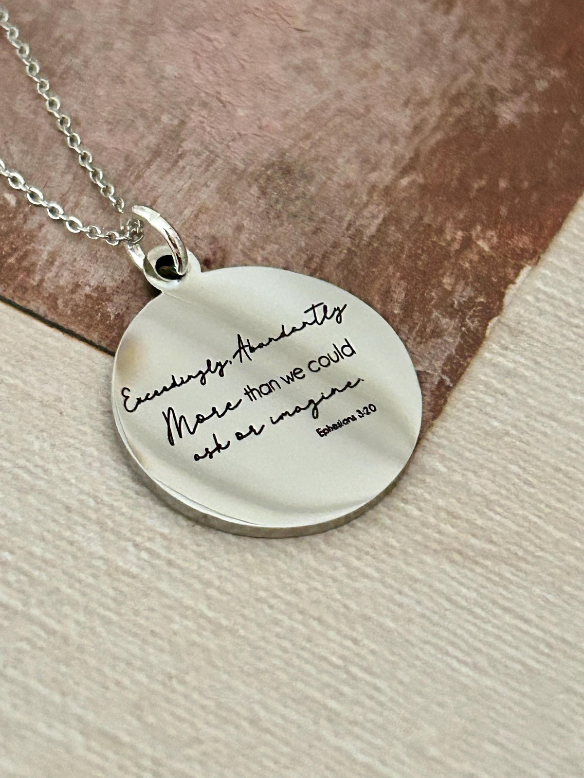 Christian Encouragement Necklace, Personalized Bible Verse Jewelry, Ephesians 3:20 Gift for Her, Faith Necklace, Exceedingly Abundantly