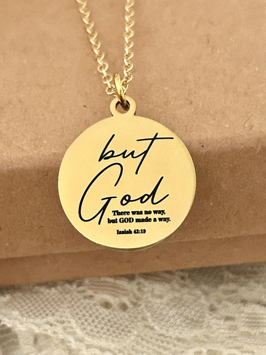 But God Necklace Jewelry Gifts There was no way but God made a way Isaiah 43:19 Christian Gifts Scripture Jewelry Inspirational Jewelry