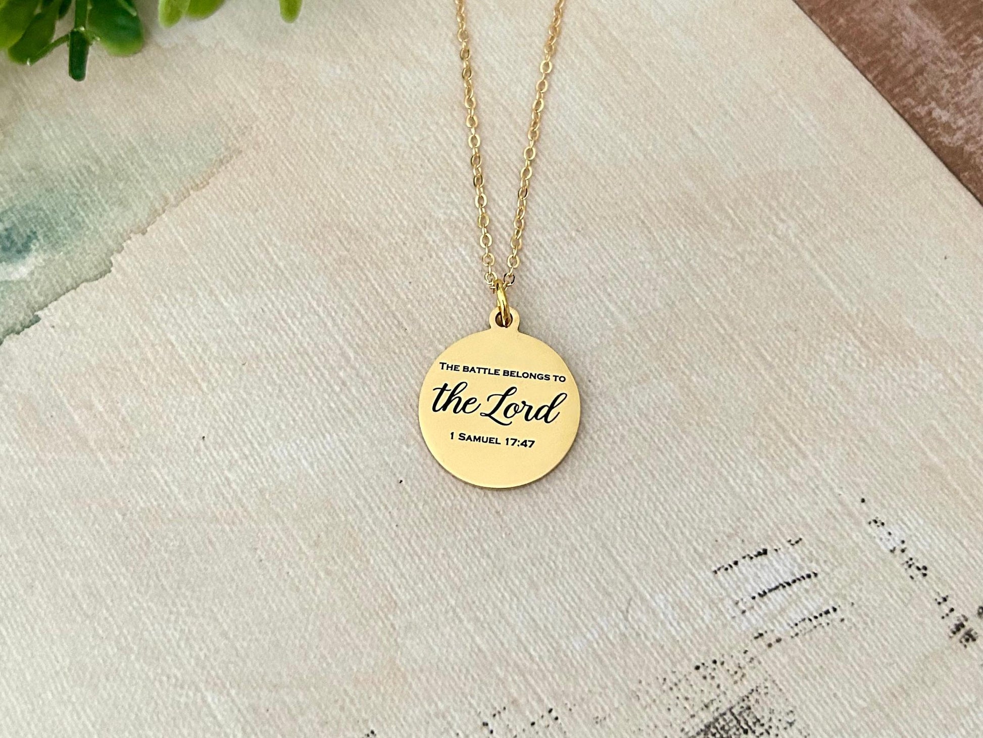 The Battle Belongs To The Lord Bible Verse Necklace, 1 Samuel 17:47, Christian Gifts, Personalized Necklace