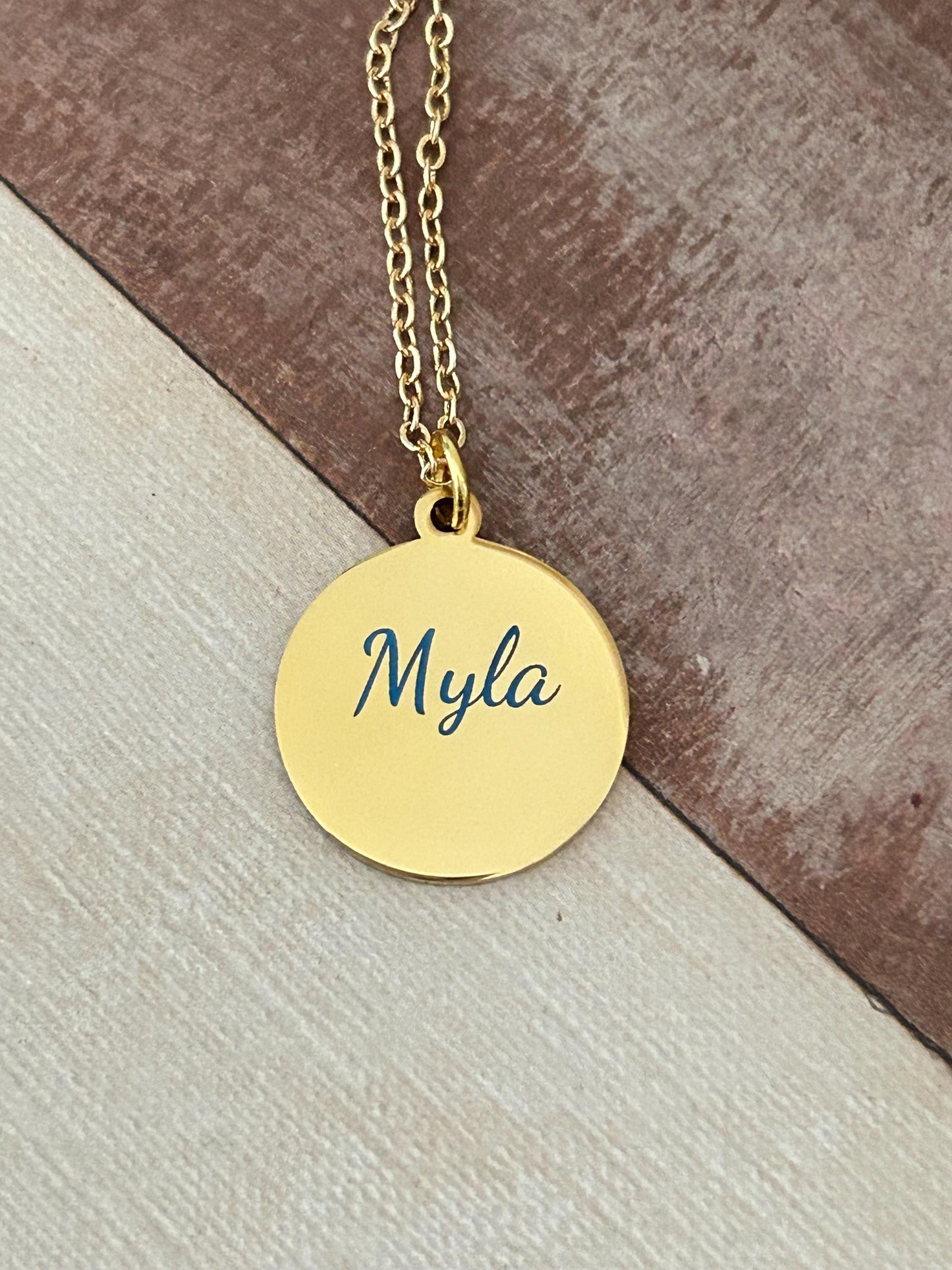 For we walk by faith not by sight Gold Charm Necklace, Christian Gifts, Scripture Jewelry, Engraved Custom gifts, Affirmation, Gift for Mom