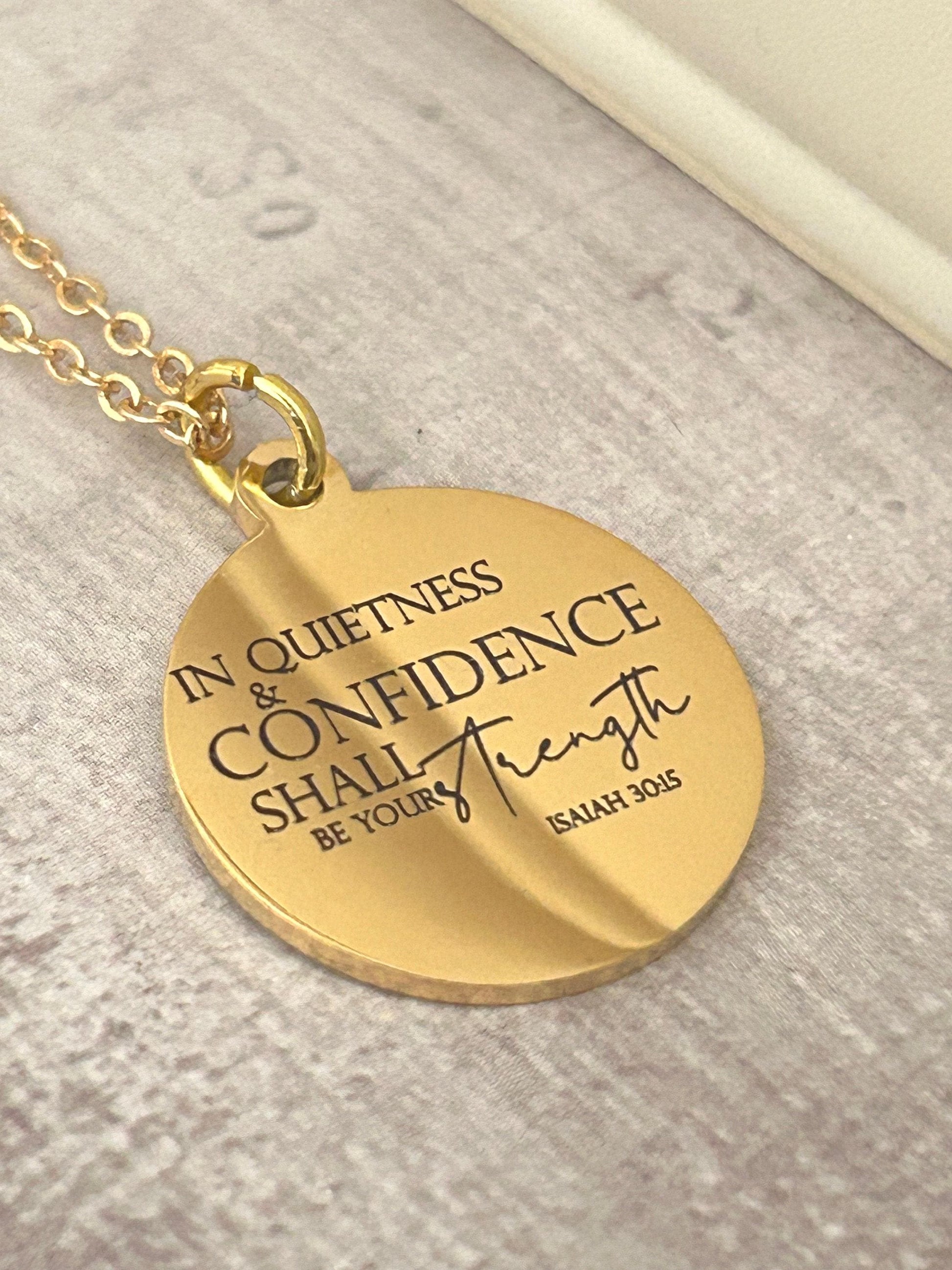 In quietness and confidence is your strength Necklace, Christian Gifts, Introvert Necklace, Calm Confidence Necklace, Silent Power Jewelry