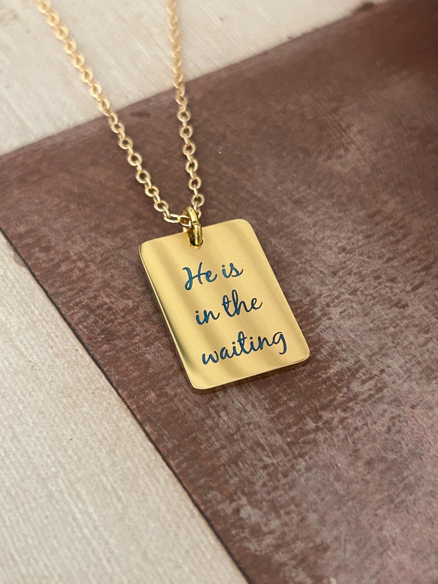He is in the waiting Christian Necklace, Christian Gifts, Scripture Jewelry, Personalized Necklace, Gifts for Mom, Inspirational Jewelry