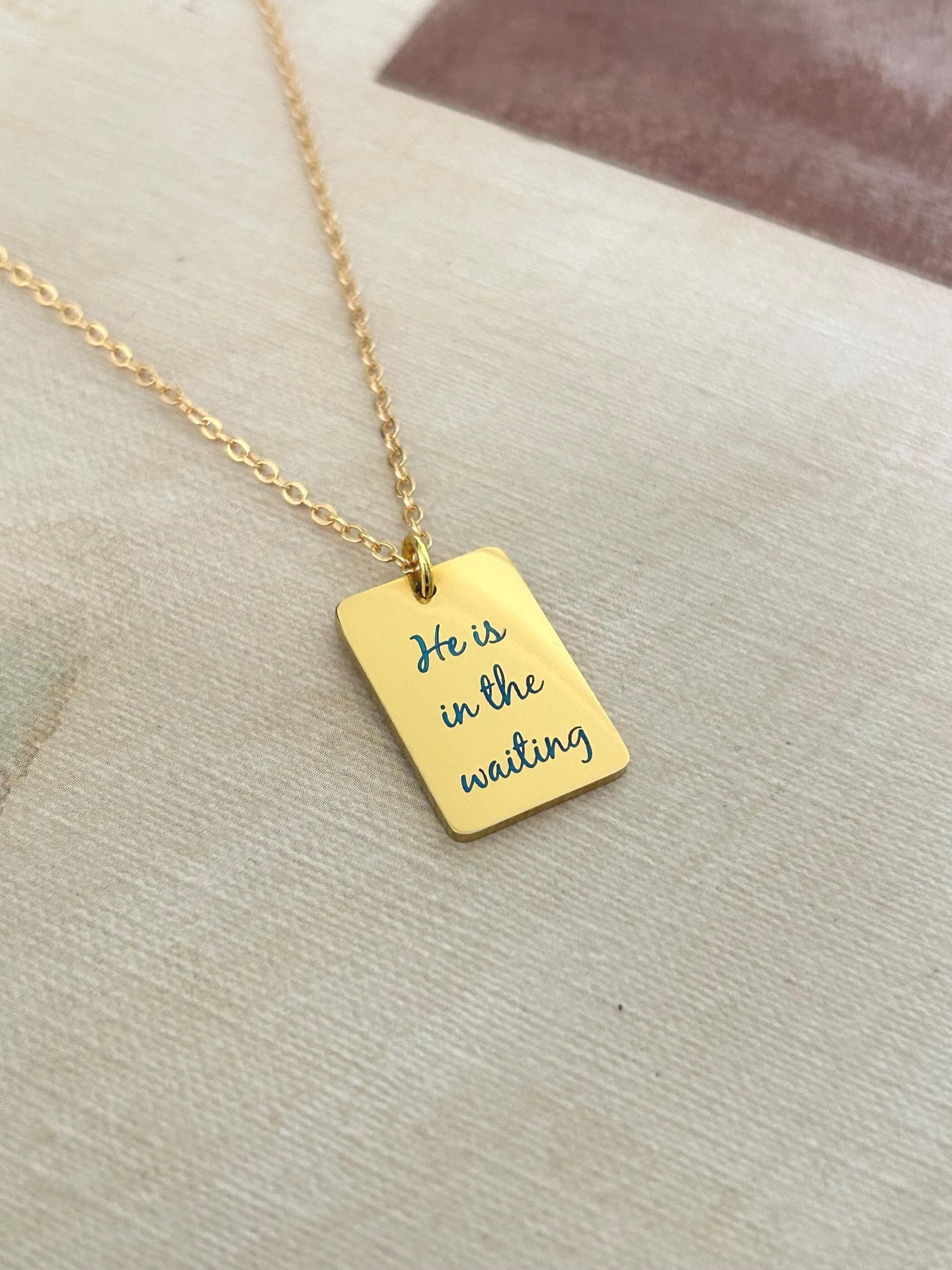He is in the waiting Christian Necklace, Christian Gifts, Scripture Jewelry, Personalized Necklace, Gifts for Mom, Inspirational Jewelry