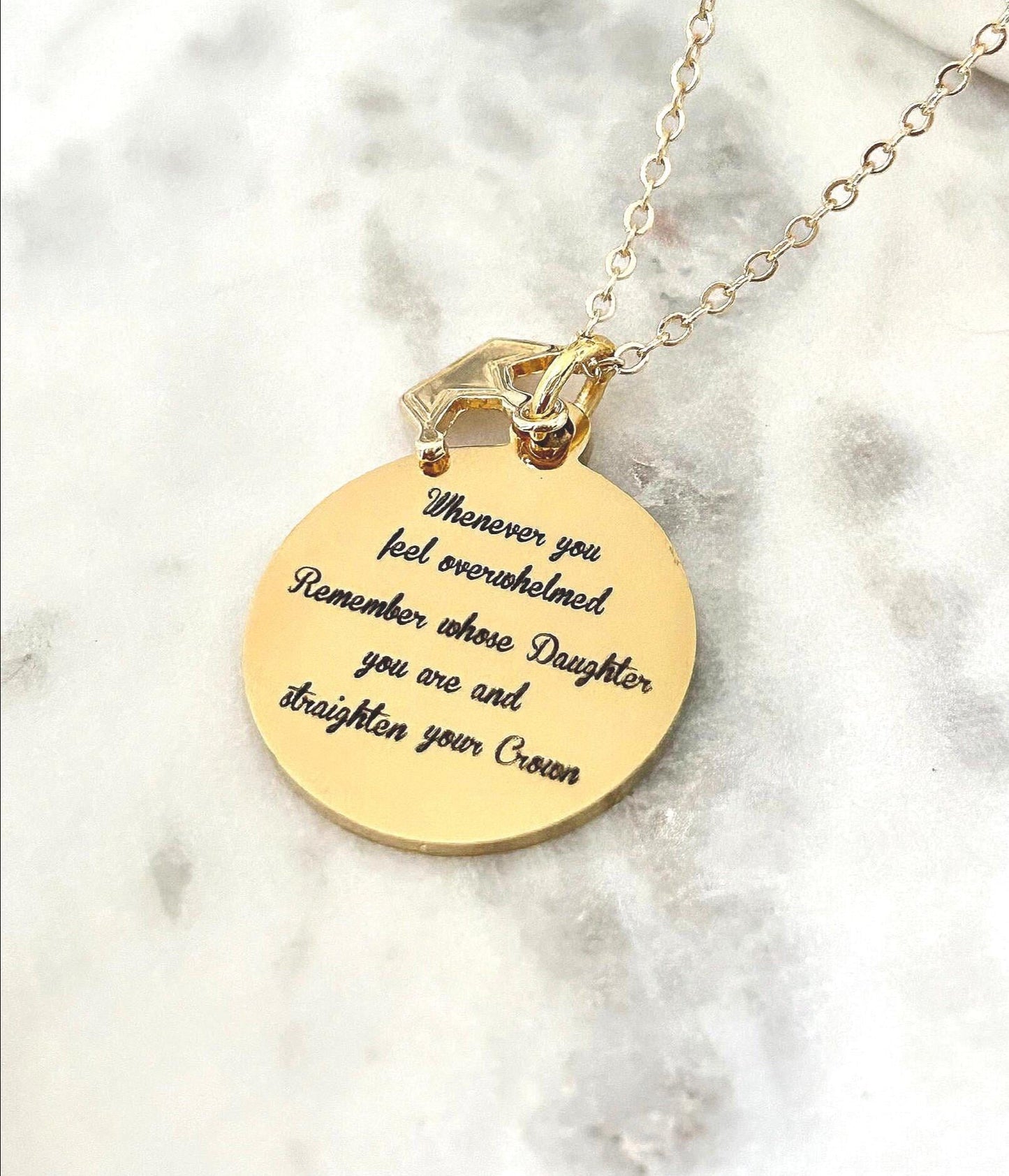 To My Daughter Straighten Your Crown Gold Charm Necklace, Daughter of The King, Gifts for daughter, Faith Birthday Gift, Baptism Affirmation
