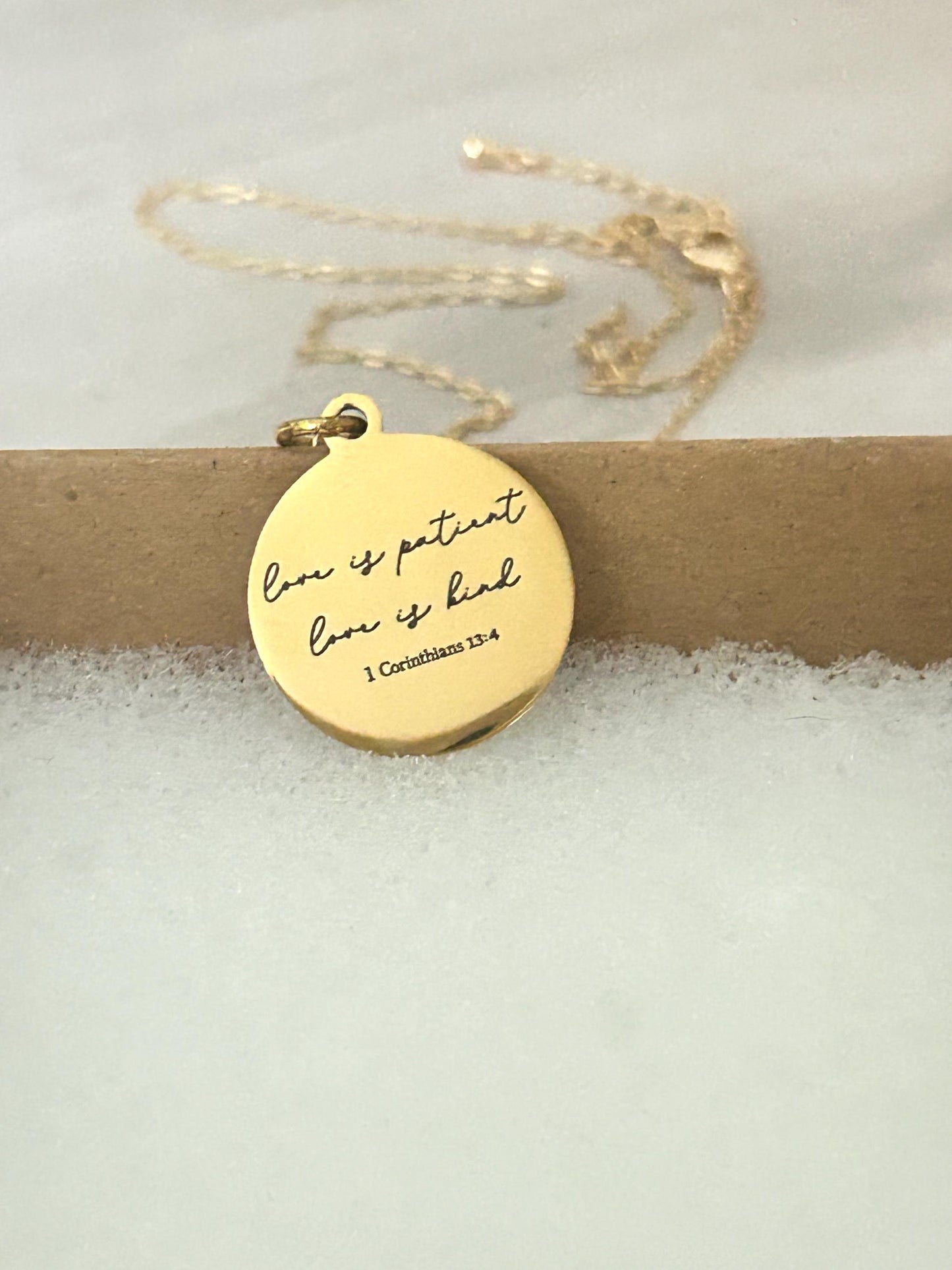 Love is Patient Love is Kind Bible Verse Necklace, Christian Gifts, Scripture Jewelry, Wedding Gift, Gifts for Mom, Love Necklace, Birthday