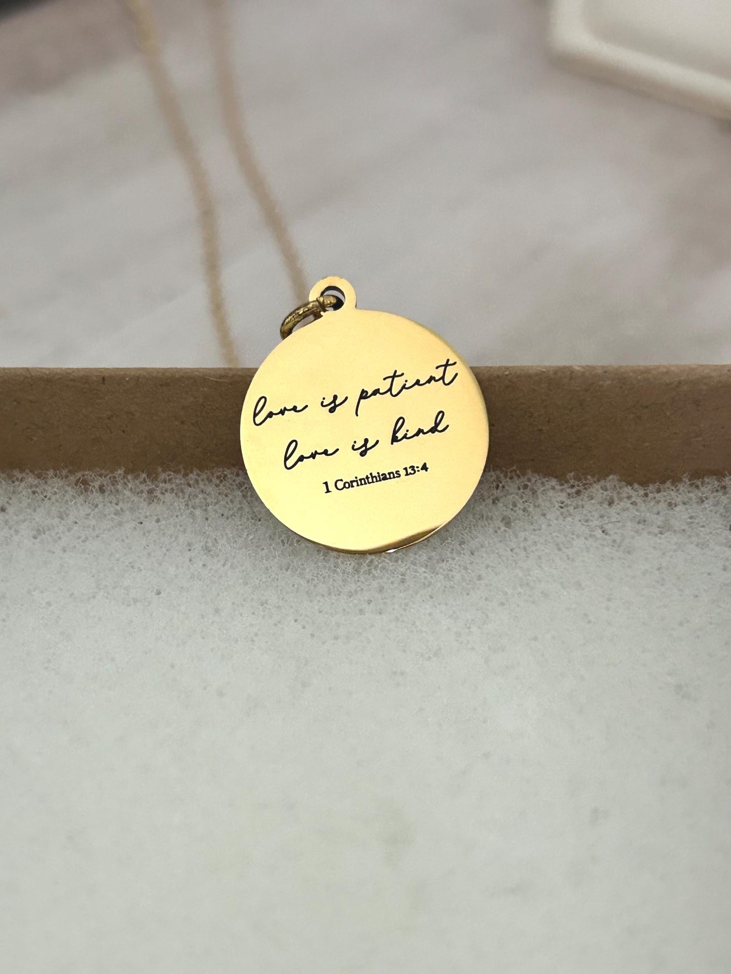 Love is Patient Love is Kind Bible Verse Necklace, Christian Gifts, Scripture Jewelry, Wedding Gift, Gifts for Mom, Love Necklace, Birthday