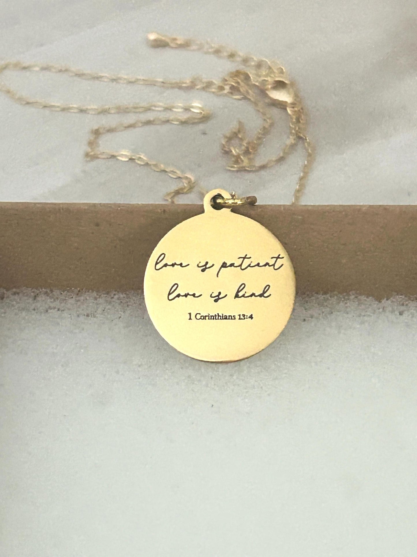 Love is Patient Love is Kind Bible Verse Necklace, Christian Gifts, Scripture Jewelry, Wedding Gift, Gifts for Mom, Love Necklace, Birthday