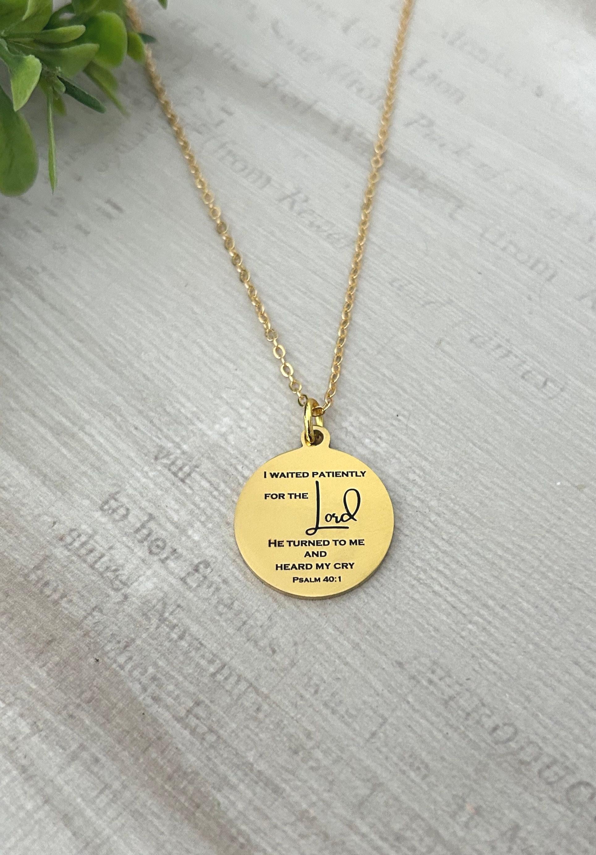 Psalm 40:1 Bible Verse Necklace I waited patiently for The Lord Christian Gift
