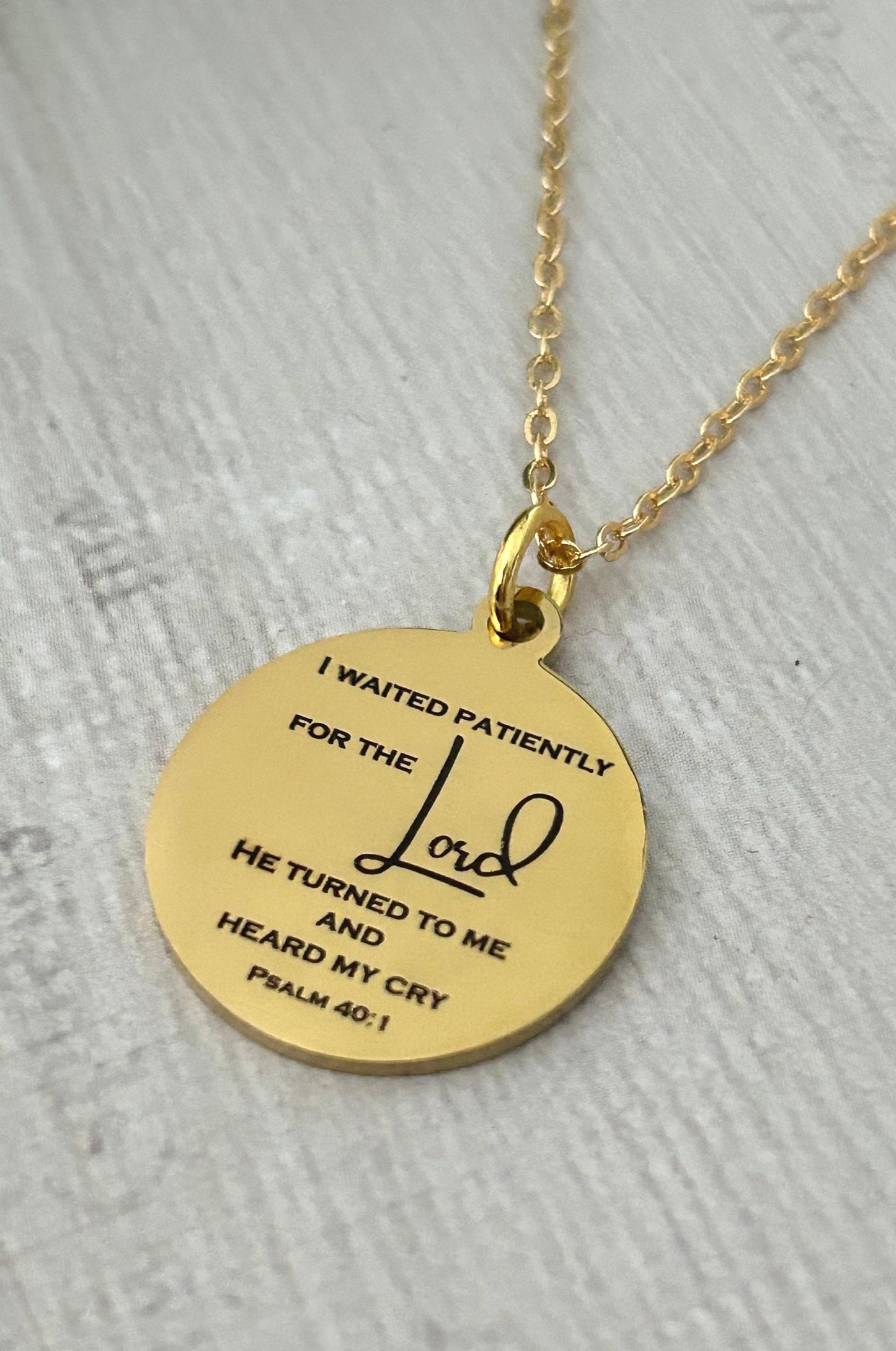 Psalm 40:1 Bible Verse Necklace I waited patiently for The Lord Christian Gift