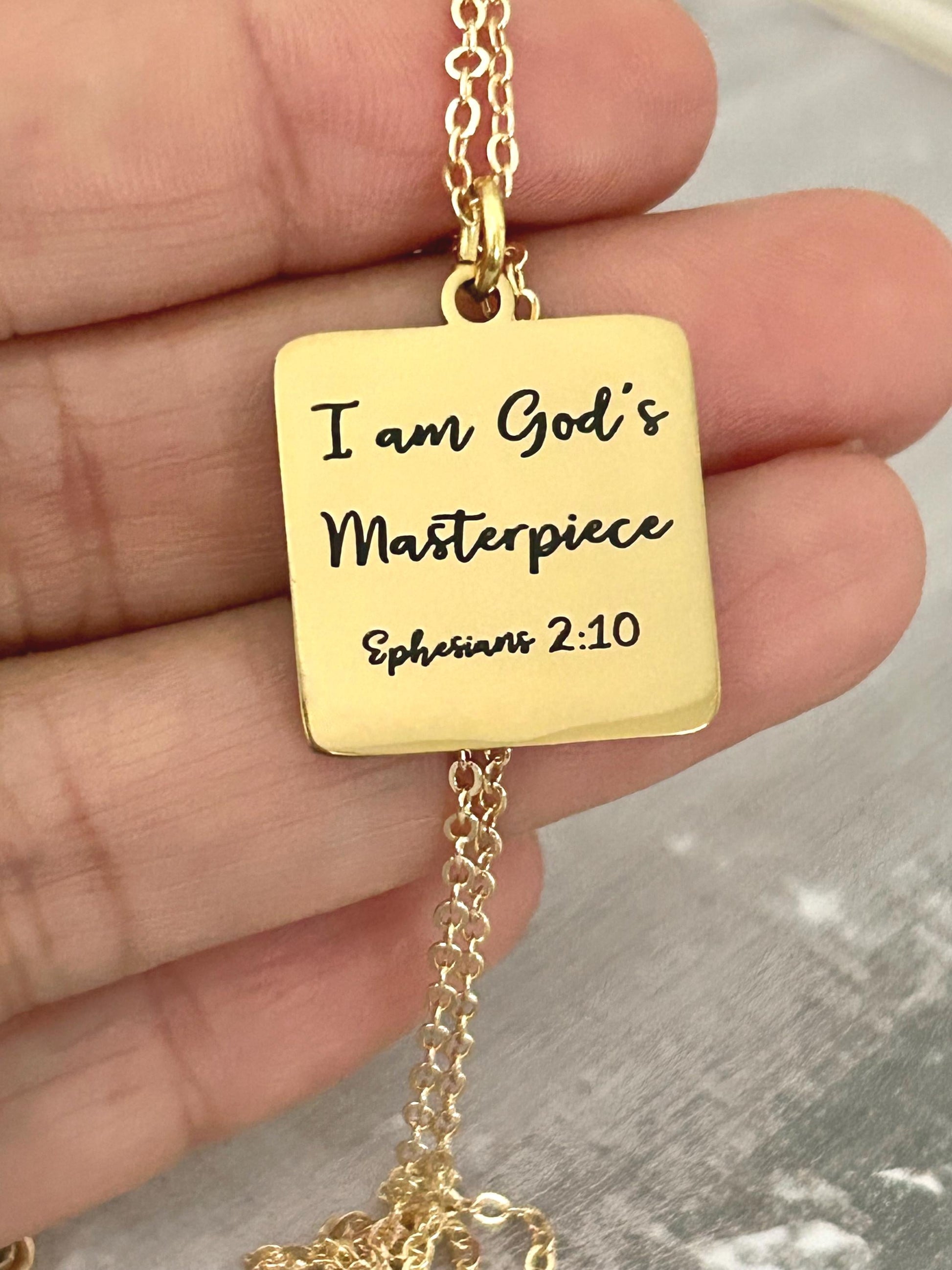 I Am Gods Masterpiece Bible Verse Necklace,Christian Gifts,Motivational Necklace,Meaningful gifts,Ephesians 2:10 Jewelry,Affirmation Baptism
