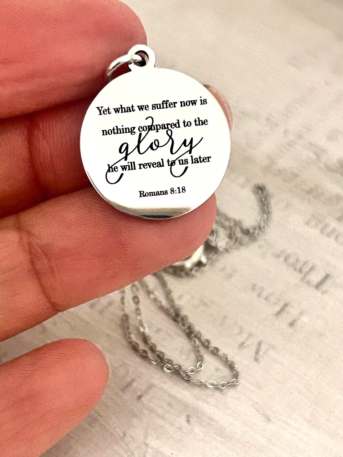 Romans 8:18 Necklace, Yet What We Suffer Now Is Nothing Compared to the Glory, Bible Verse Necklace, Christian Gift Women, Scripture Jewelry